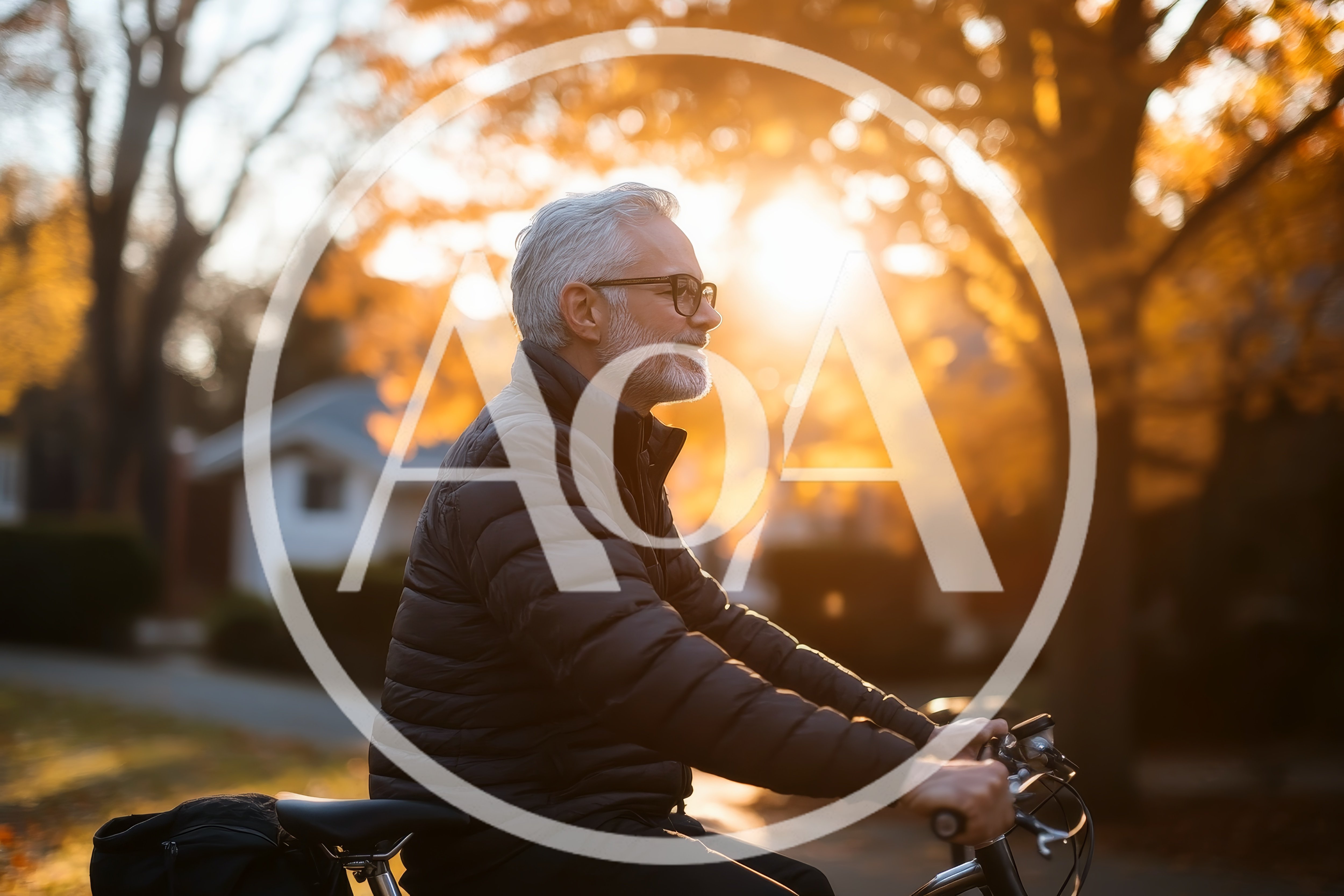 Senior Man Riding Bicycle During Golden Hour