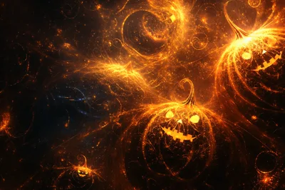 Abstract Fractal Halloween Jack O Lanterns Background