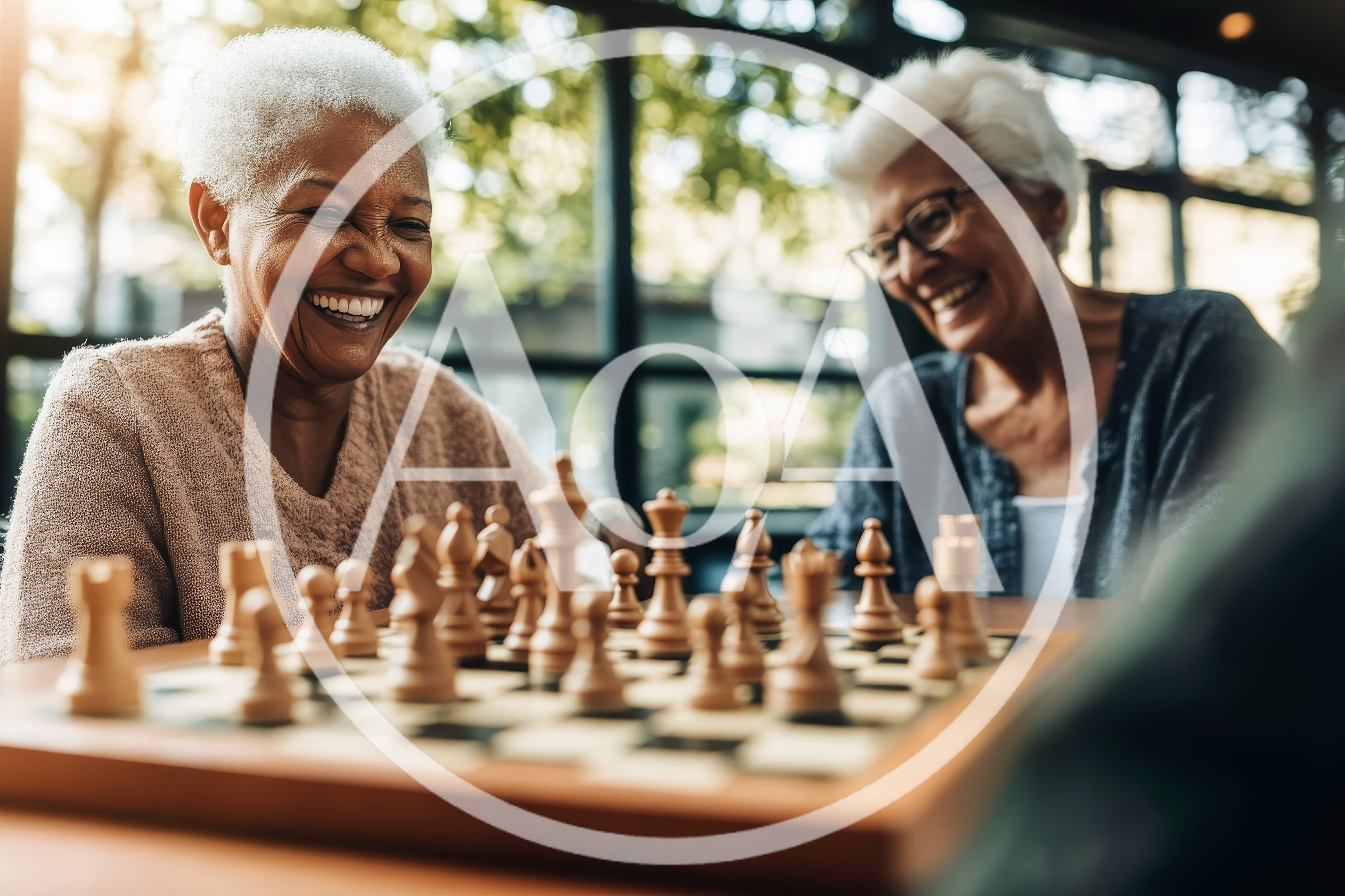 Senior Women Playing Chess Together