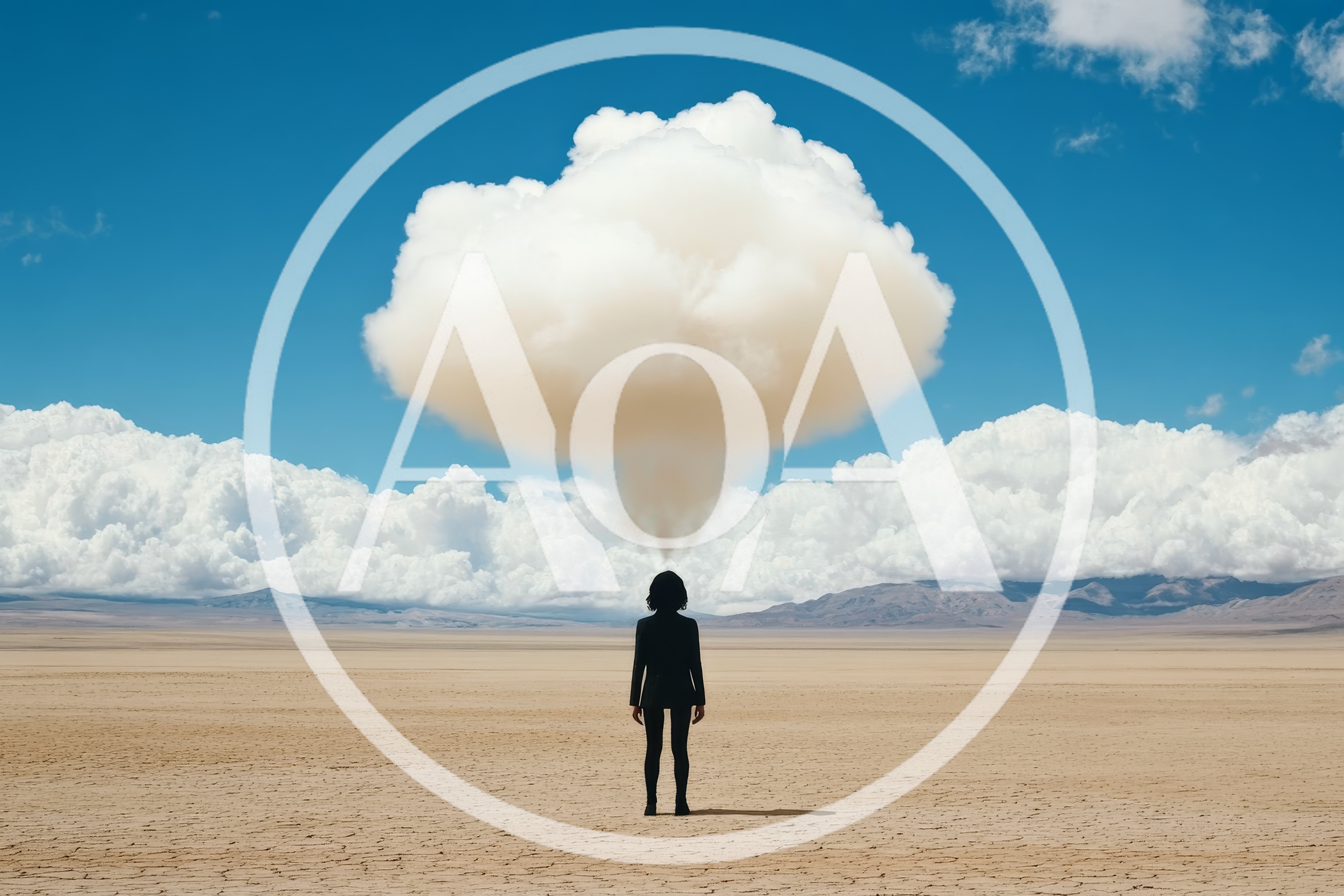 Surreal Silhouette Of A Person With A Cloud Head