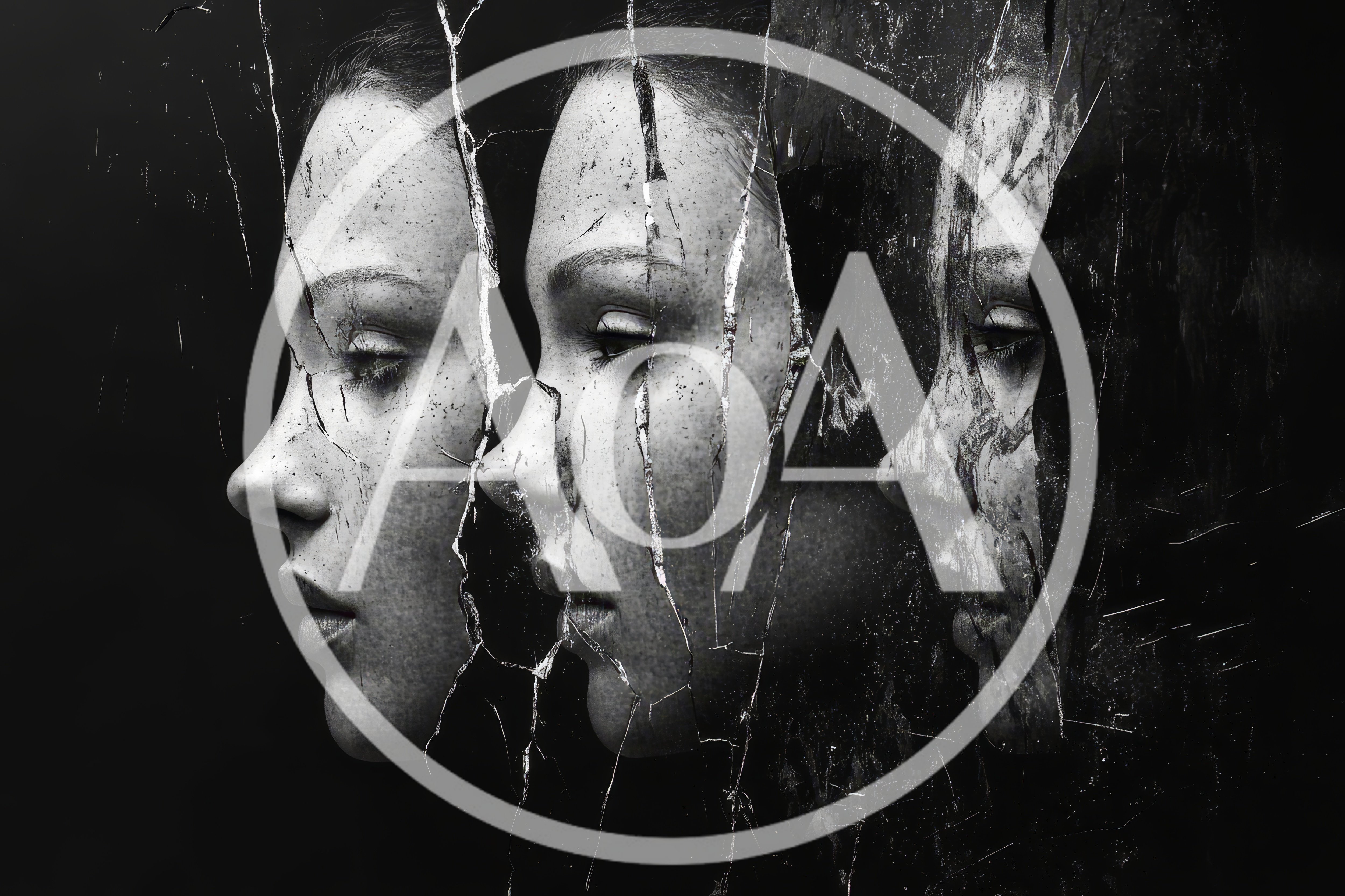 Surreal Triple Exposure Portrait Of A Woman Behind Cracked Glass