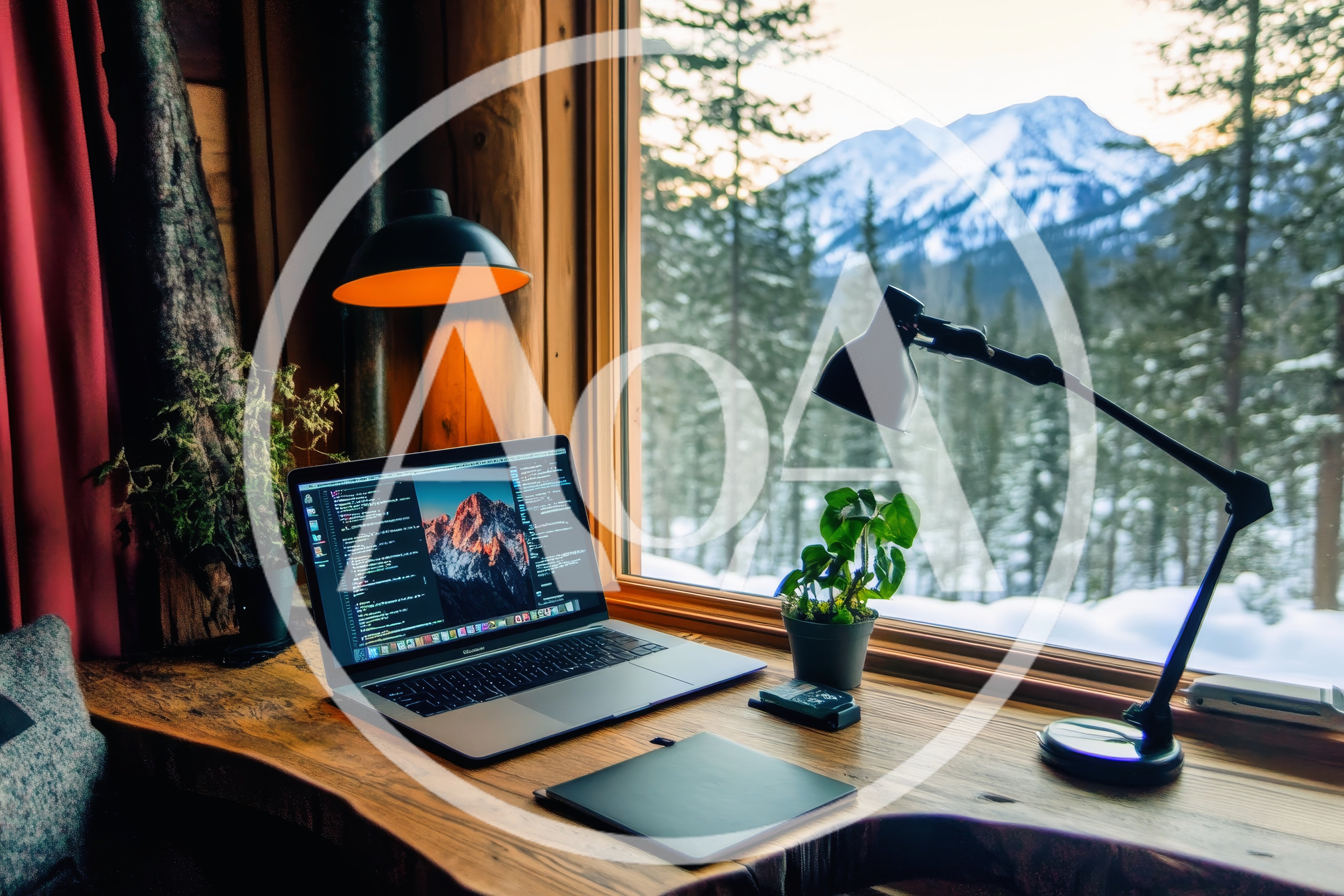 Laptop With Code Editor On Wooden Desk By Window