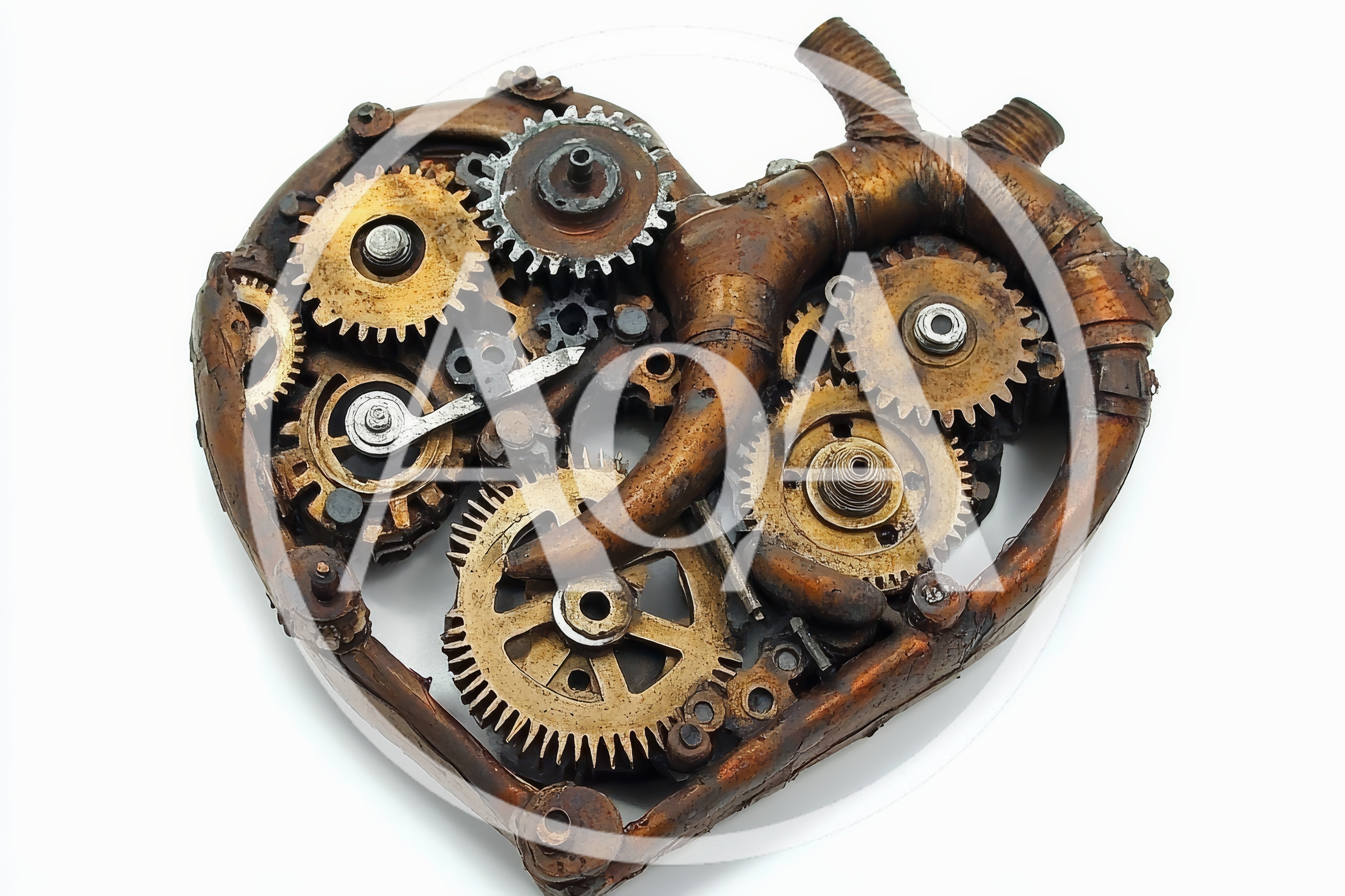Steampunk Mechanical Heart Sculpture Made Of Gears
