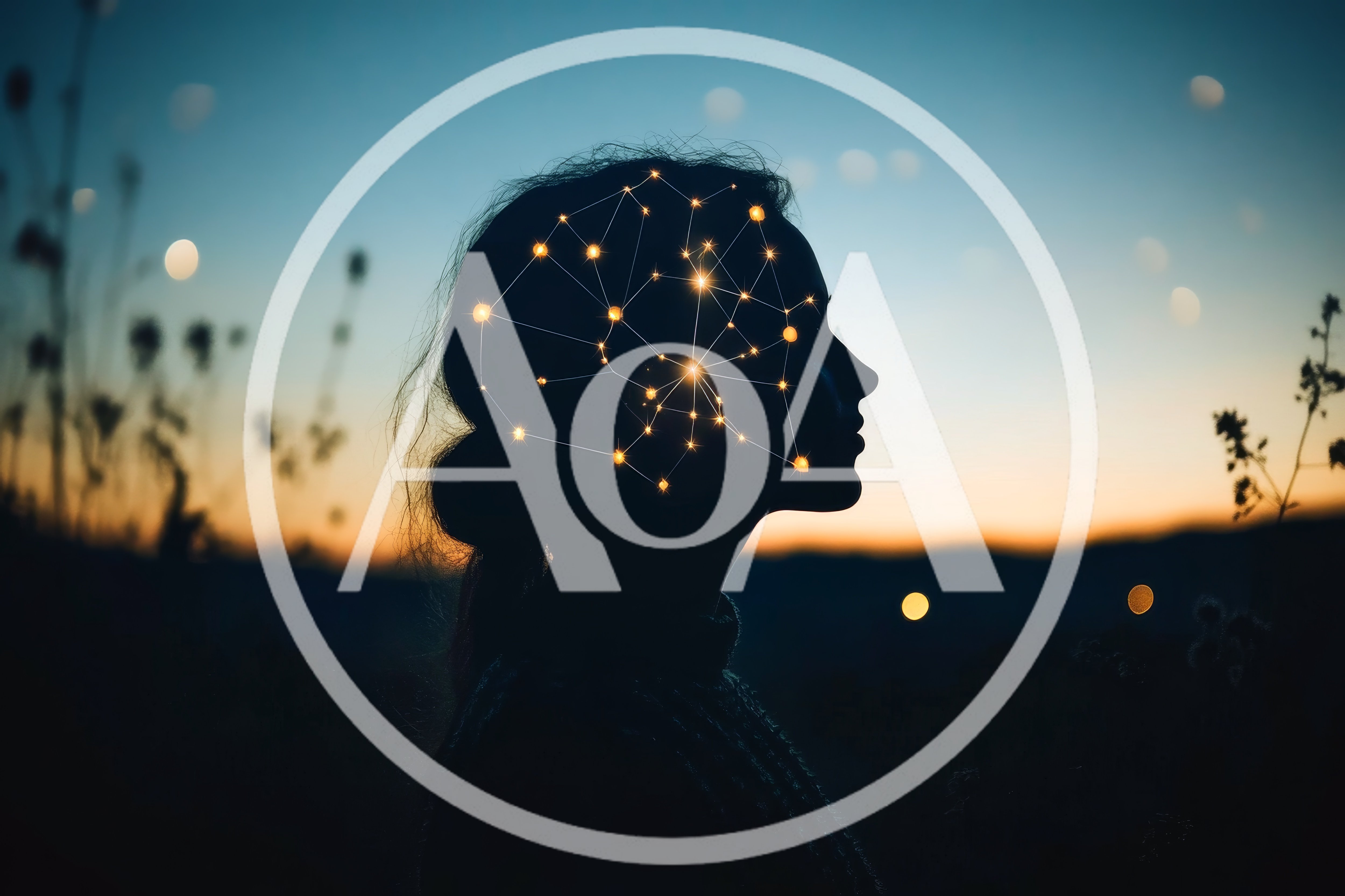 Silhouette Of A Woman With A Glowing Neural Network