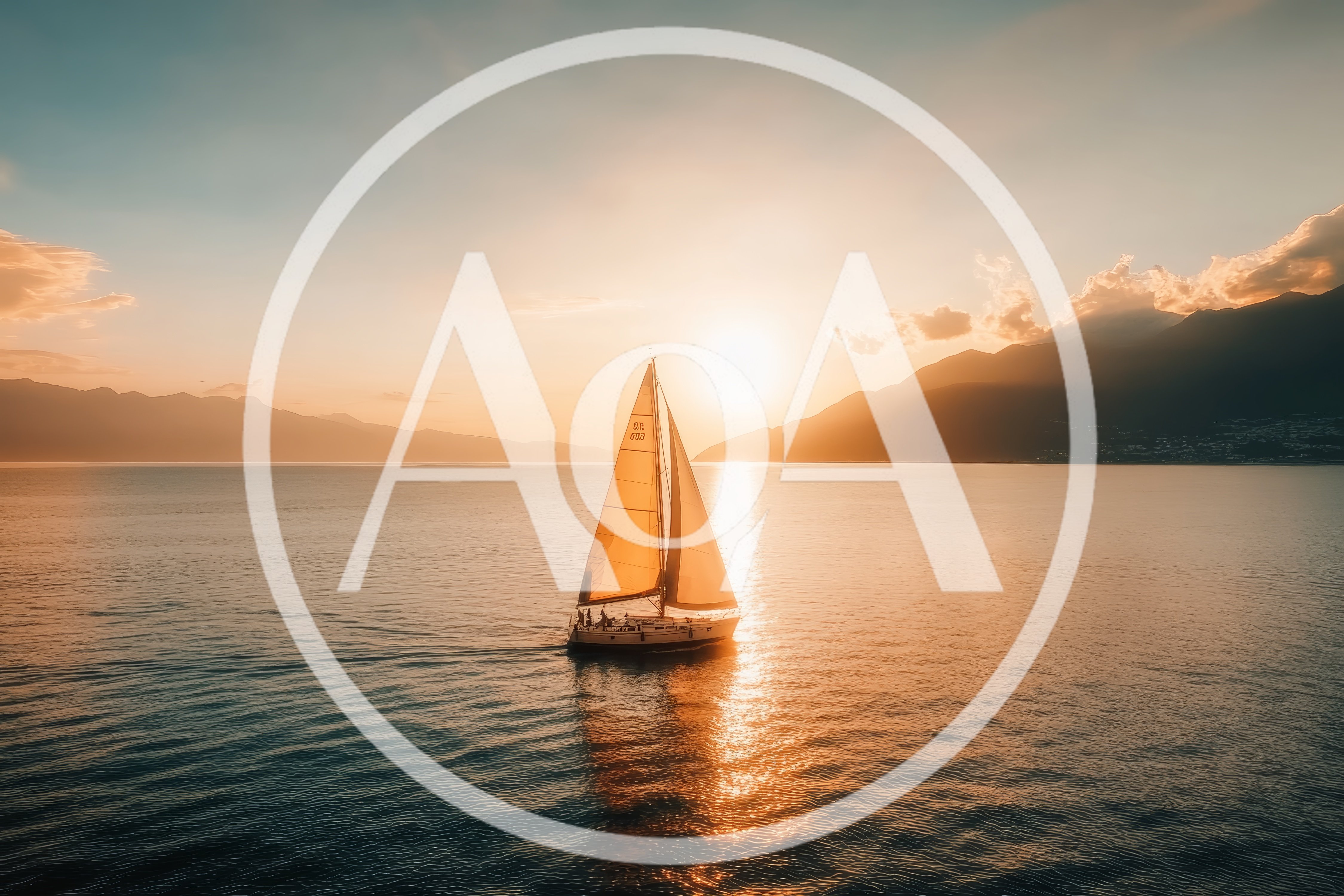 Sailboat Cruising On A Calm Lake At Sunset