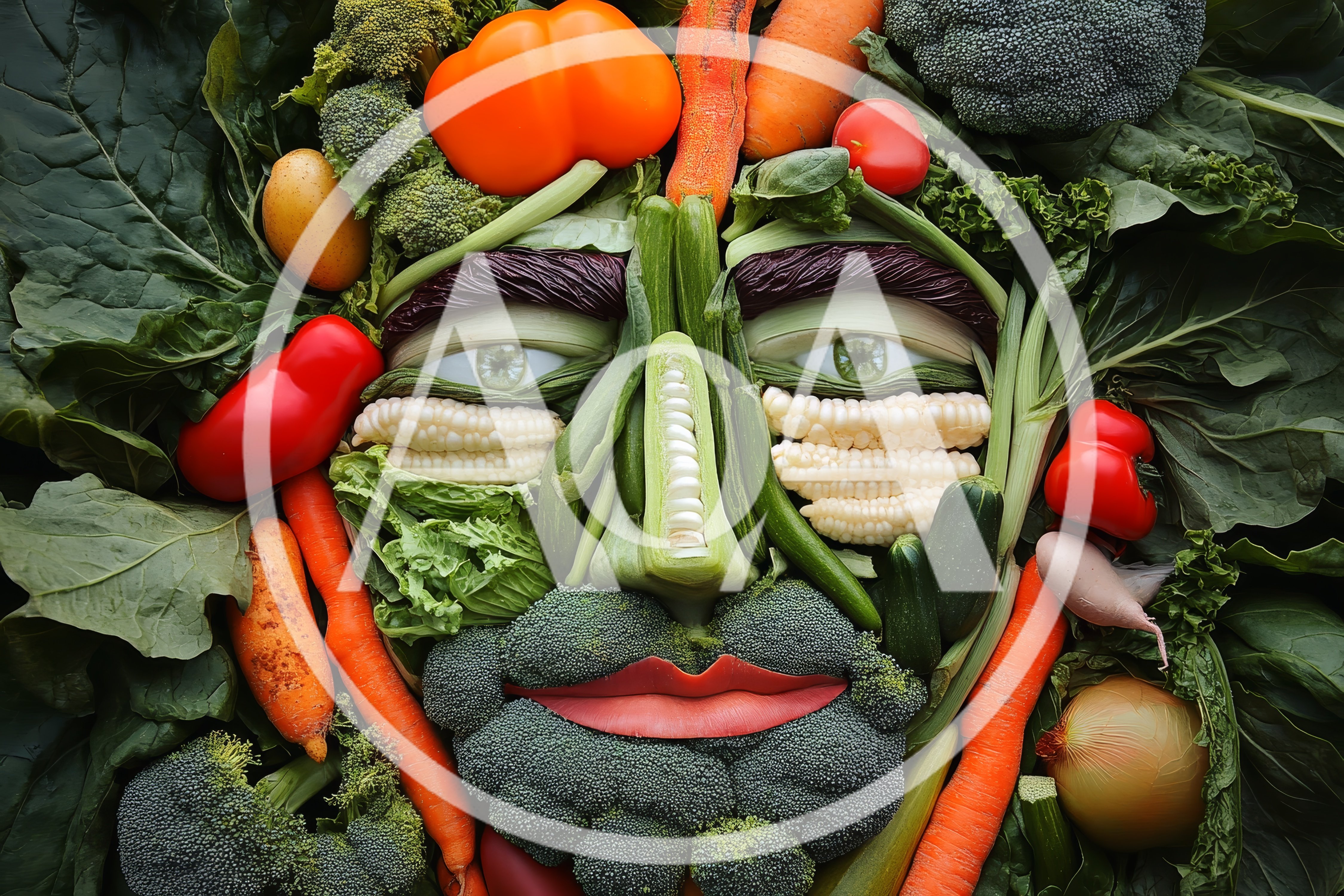 Surreal Vegetable Face Portrait Made Of Fresh Produce