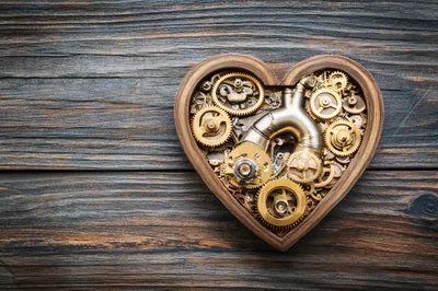Steampunk Heart Sculpture With Mechanical Gears