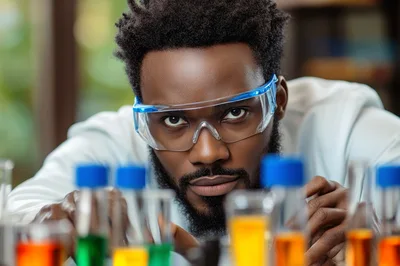 African American Scientist Working In A Laboratory