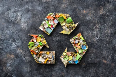 Recycling Symbol Made From Assorted Plastic Waste