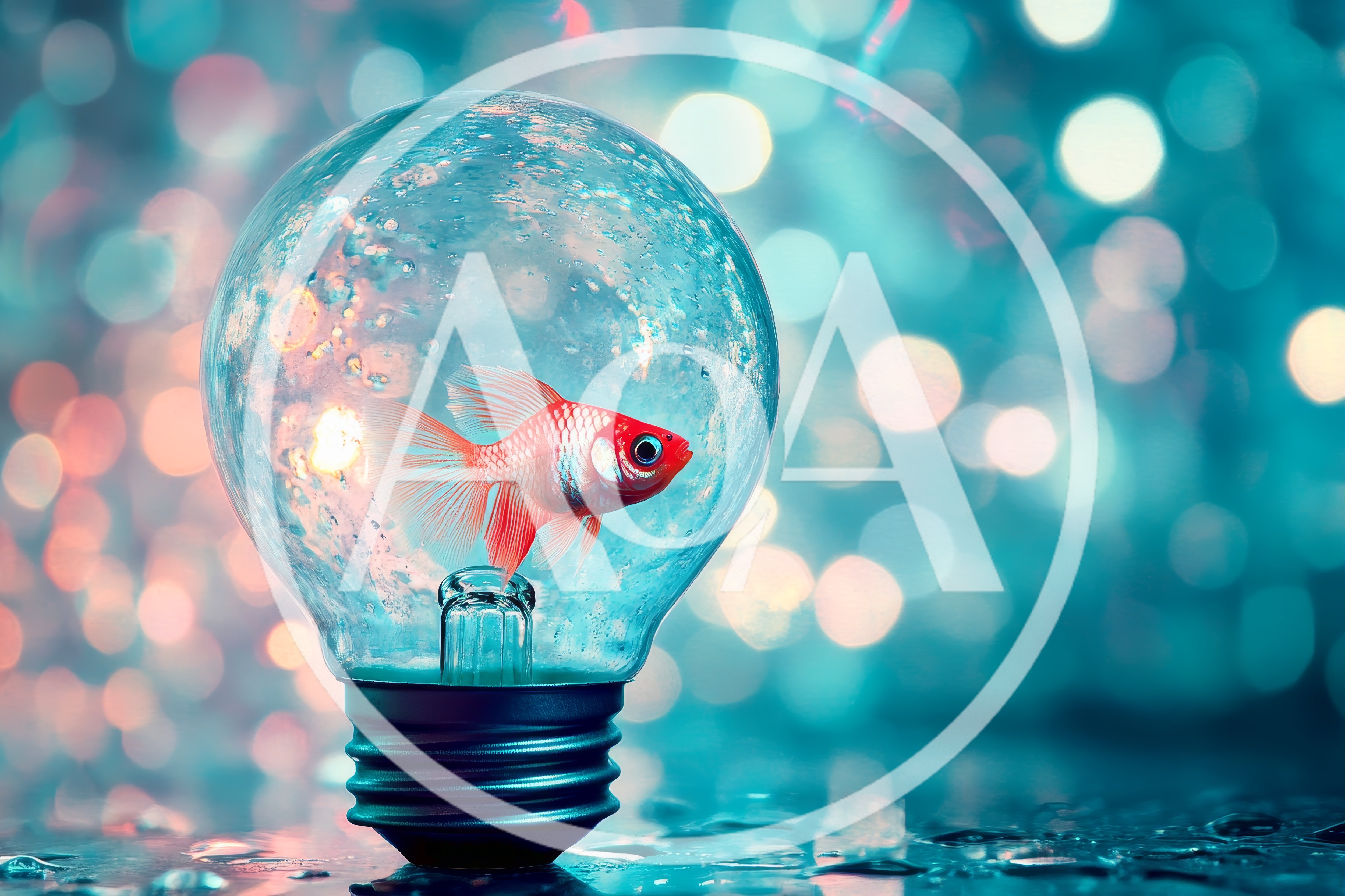 Goldfish Swimming Inside A Glass Light Bulb