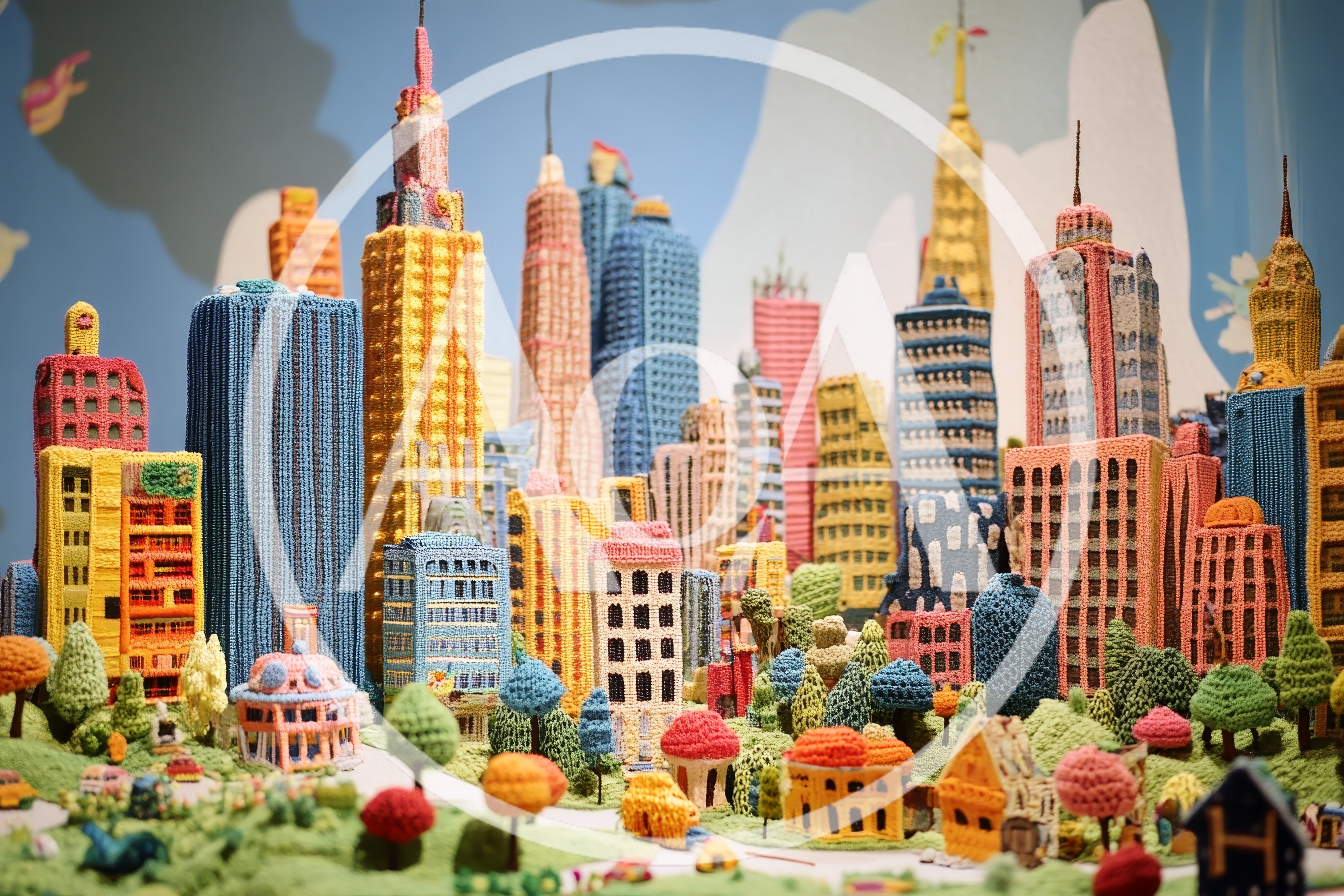 Handmade Knitted Miniature Cityscape Diorama