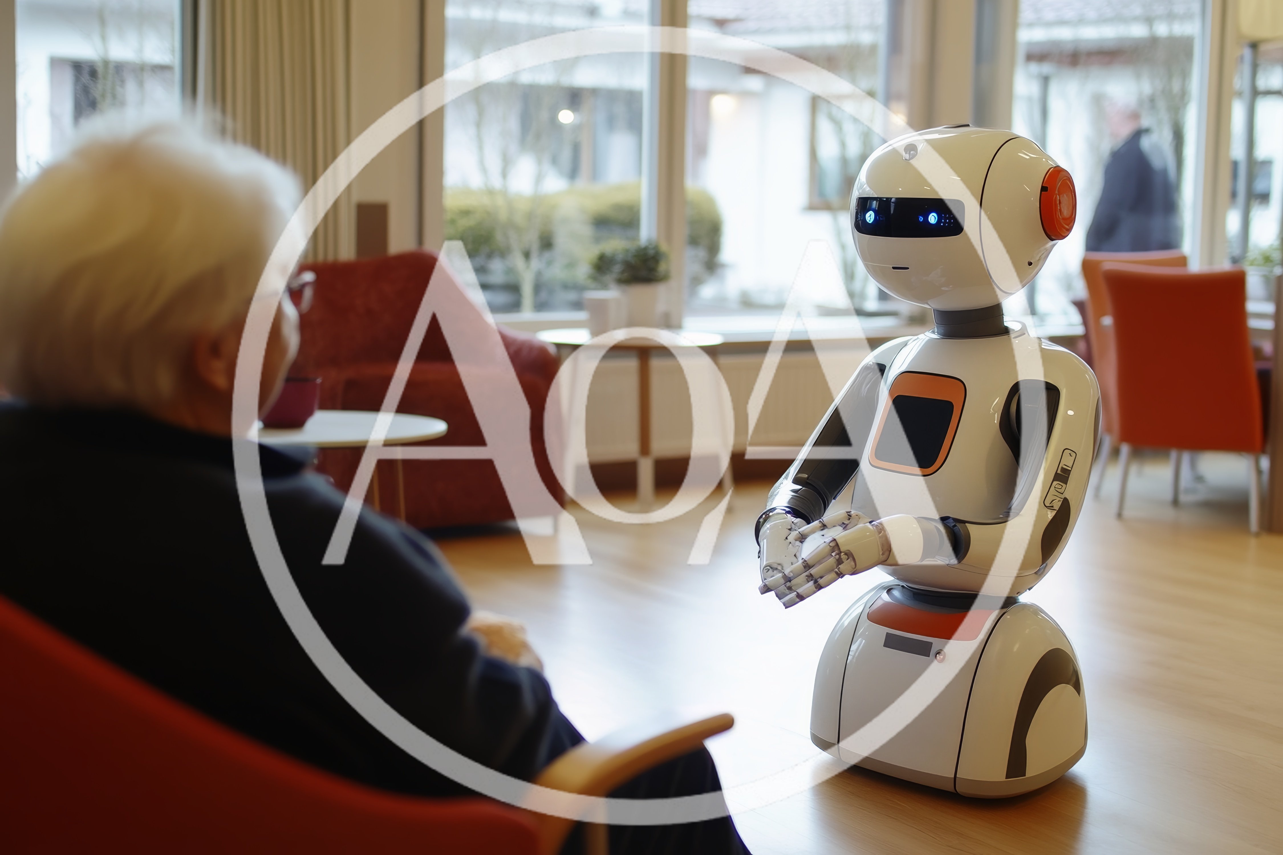 Elderly Person Interacting With A Social Care Robot