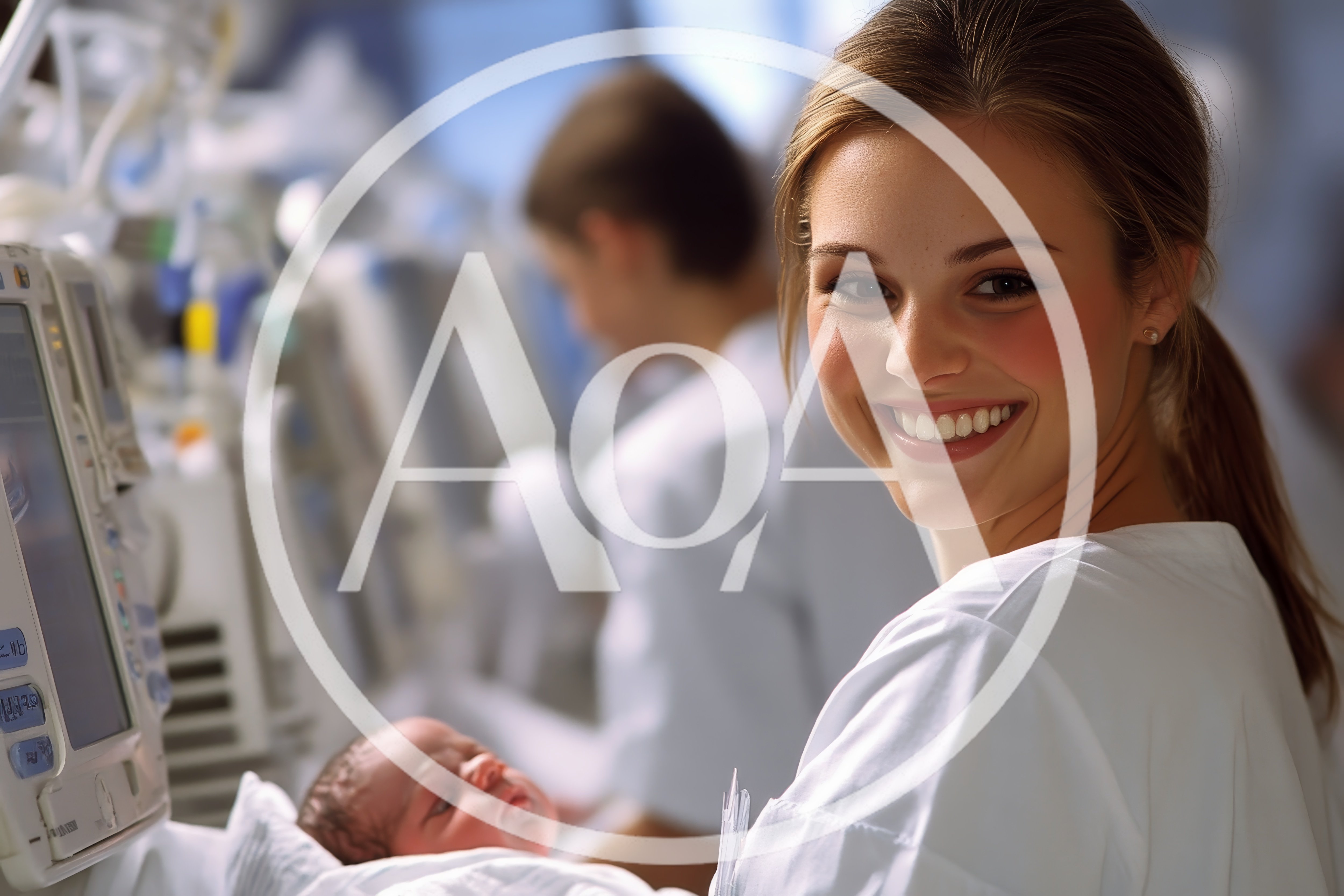 Smiling Nurse Caring For Newborn In Neonatal Intensive Care