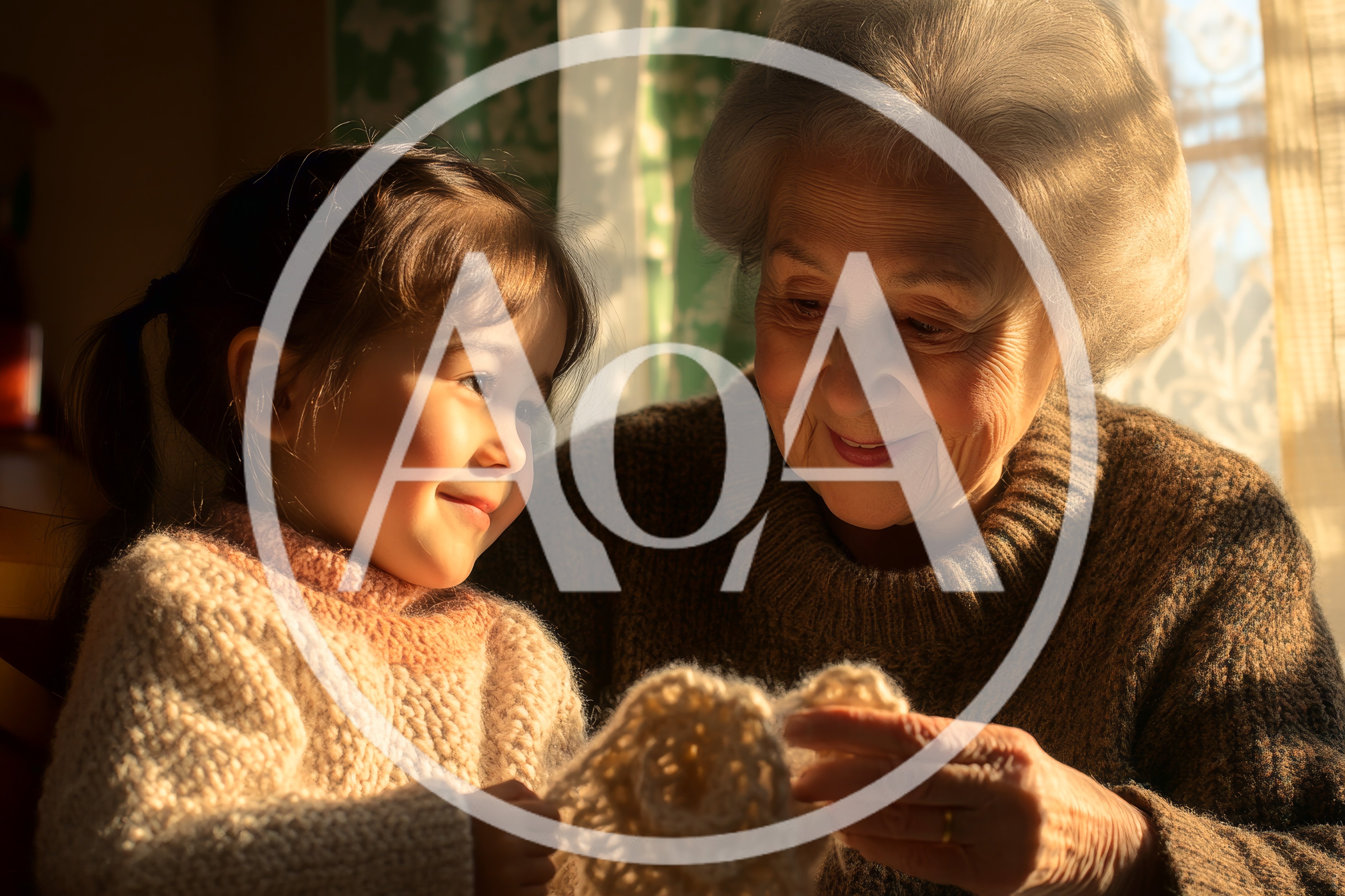 Grandmother Teaching Young Granddaughter To Knit