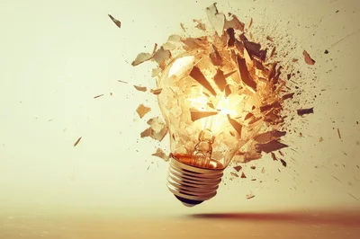 Exploding Light Bulb With Glowing Filament