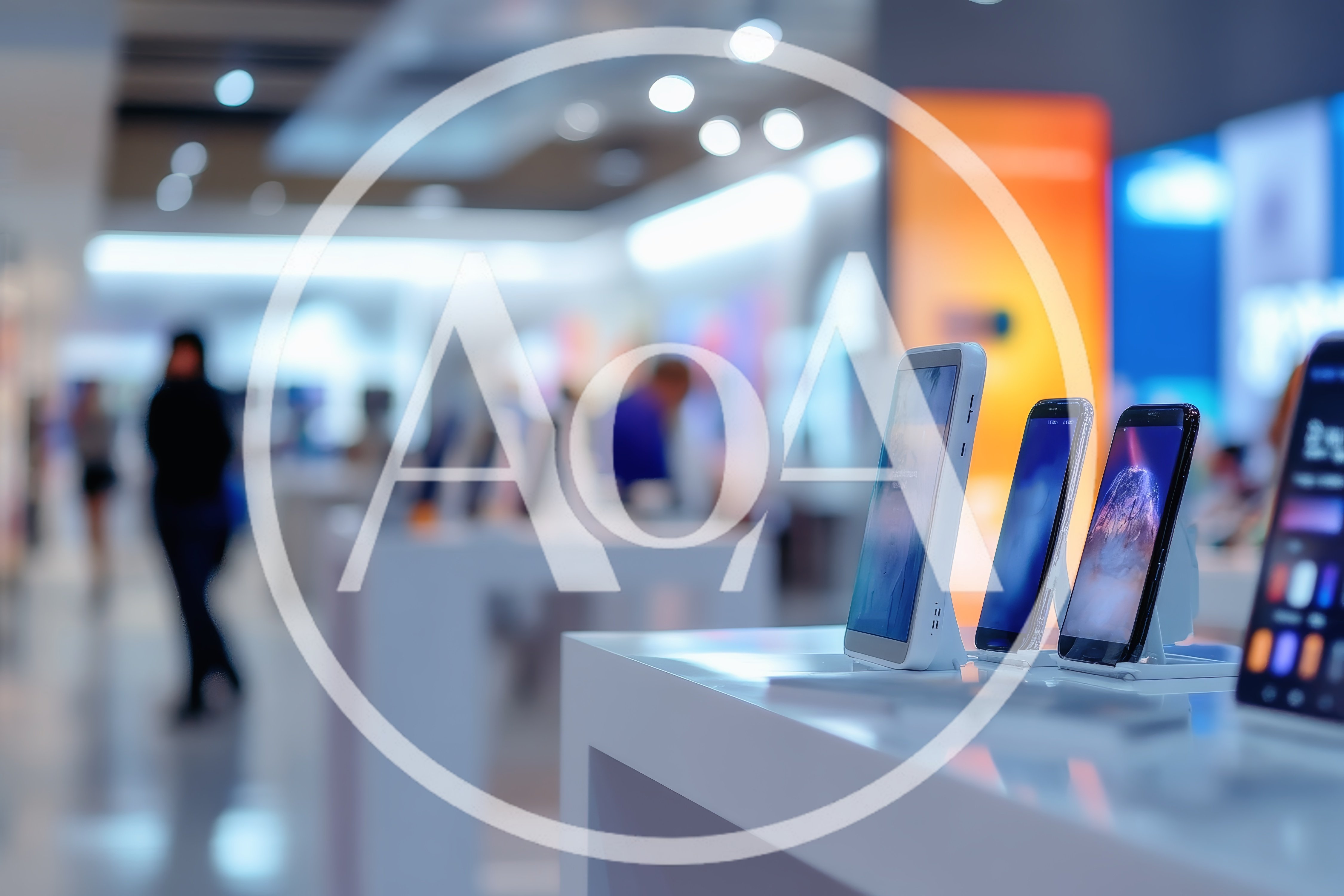 Smartphones Displayed On Retail Store Counter