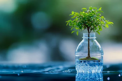 Small Tree Growing Inside A Plastic Bottle
