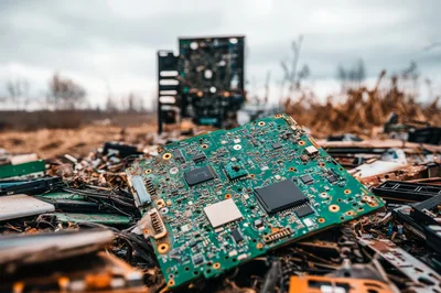 Discarded Electronic Circuit Board In A Junkyard