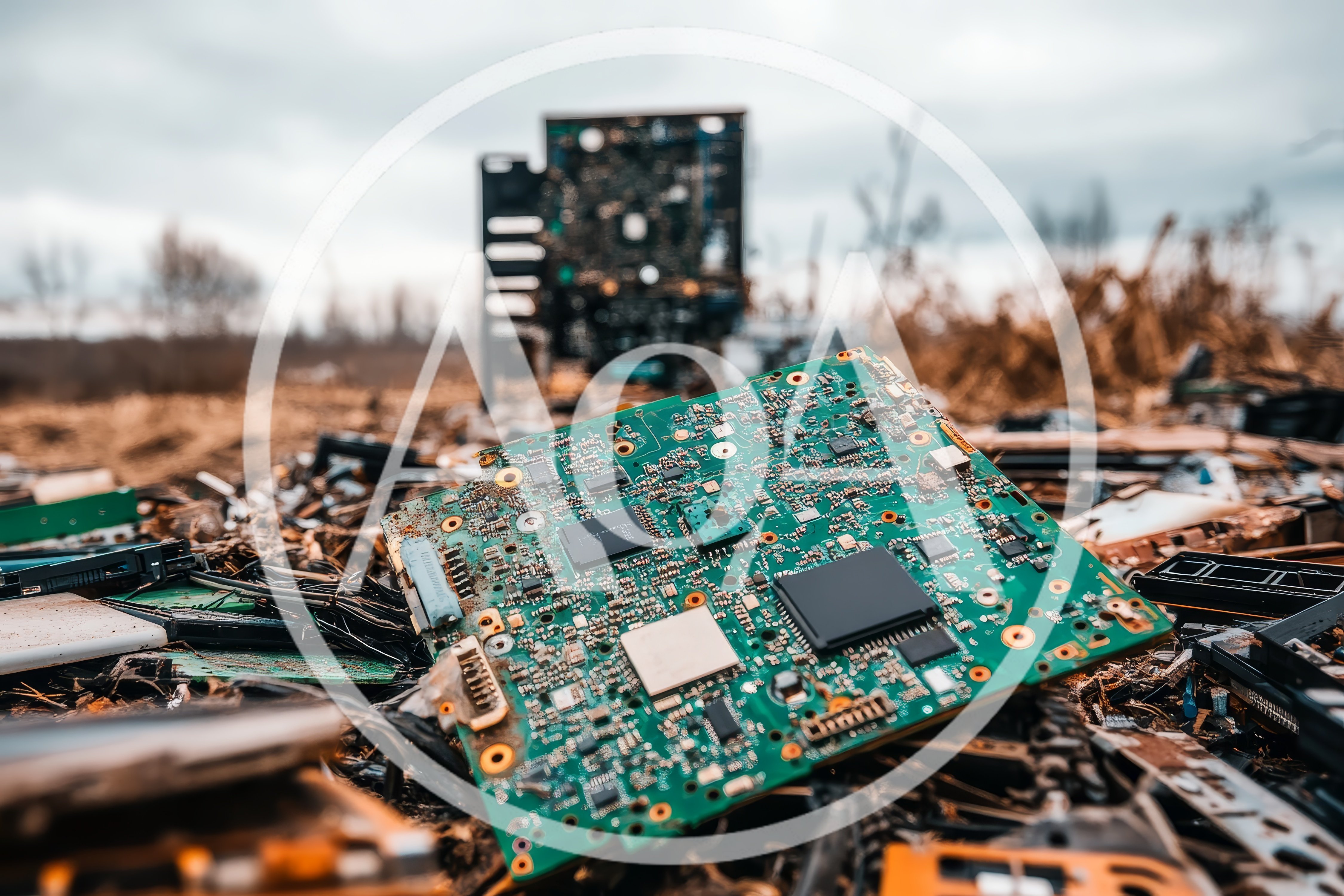 Discarded Electronic Circuit Board In A Junkyard