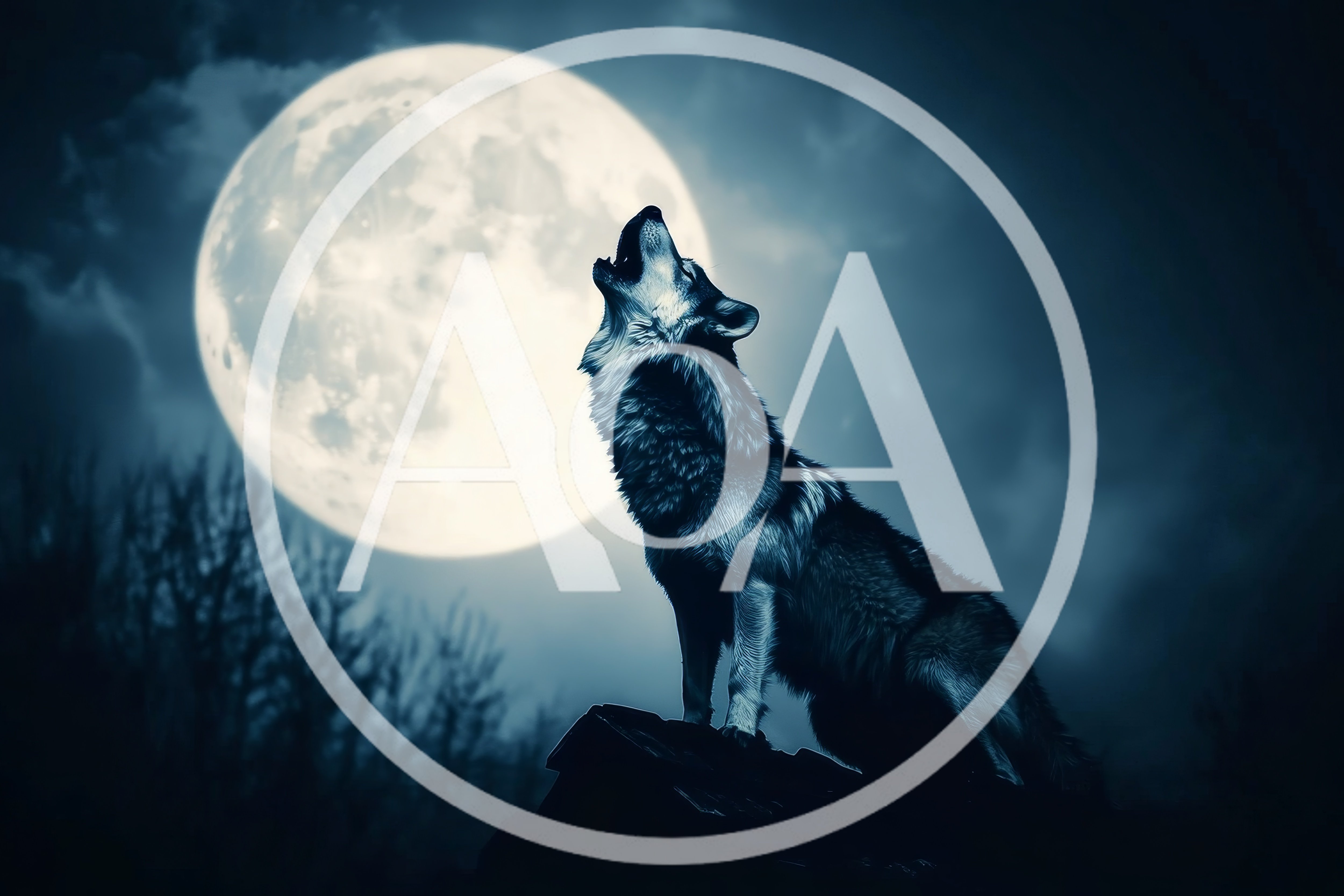 Wolf Howling At A Full Moon