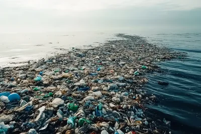 Massive Plastic Waste Accumulation Floating In Ocean
