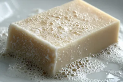 Bar Of Soap With Lather And Bubbles
