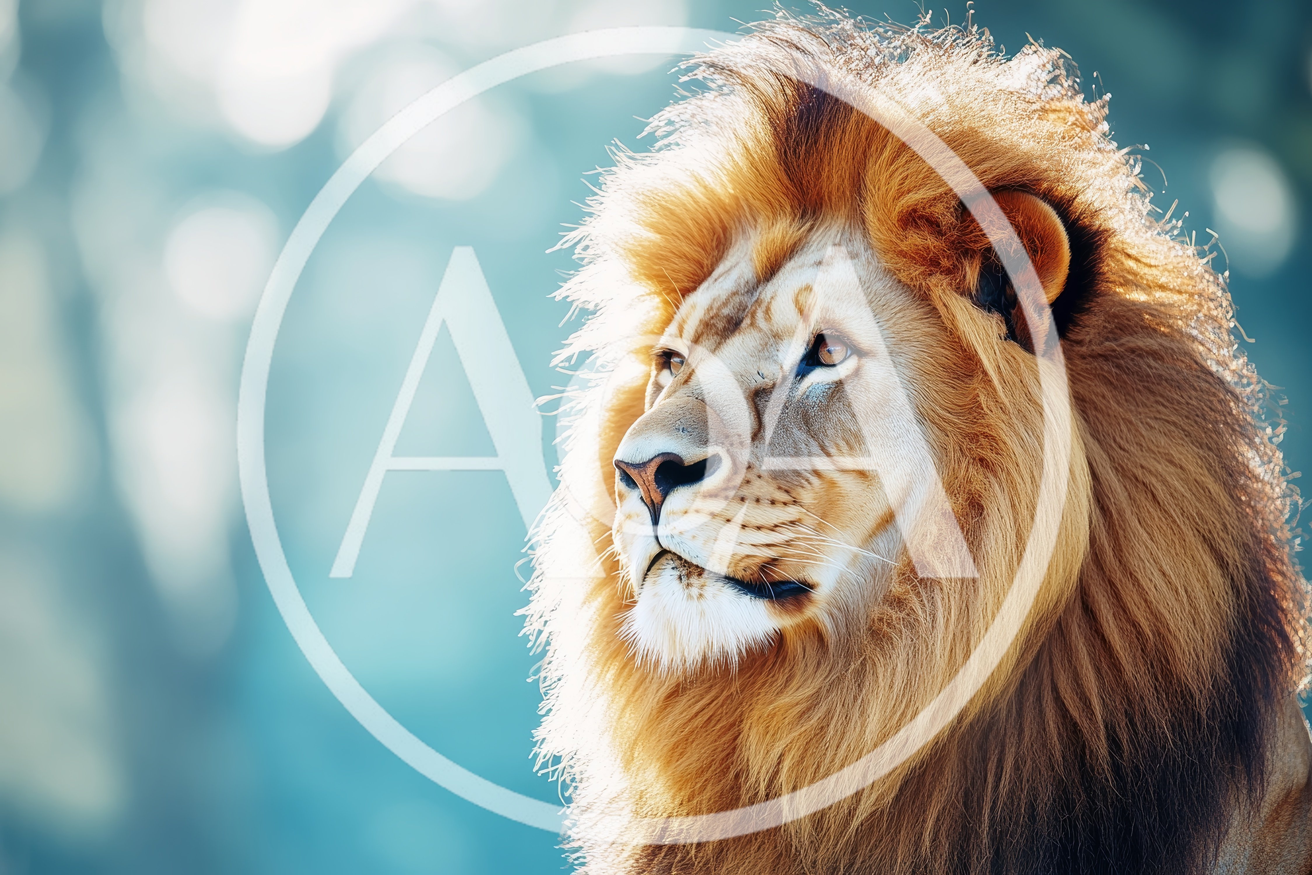 Majestic Male Lion Portrait With Golden Mane