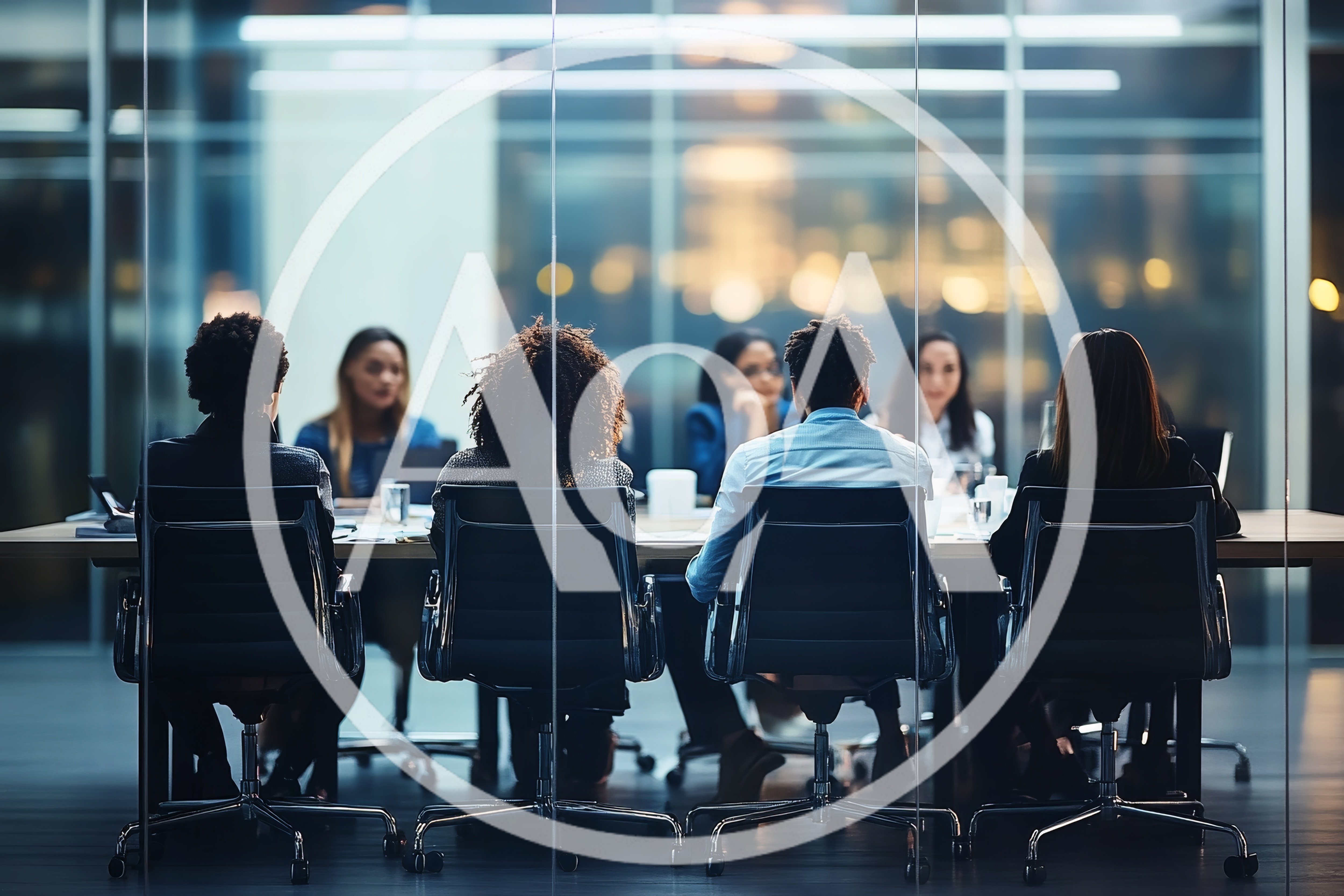 Diverse Business Team In A Late Night Boardroom Meeting