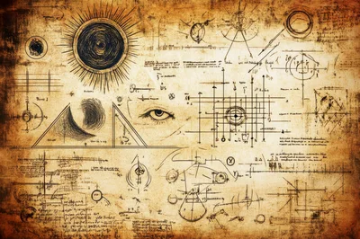 Vintage Da Vinci Style Scientific Sketch Illustration
