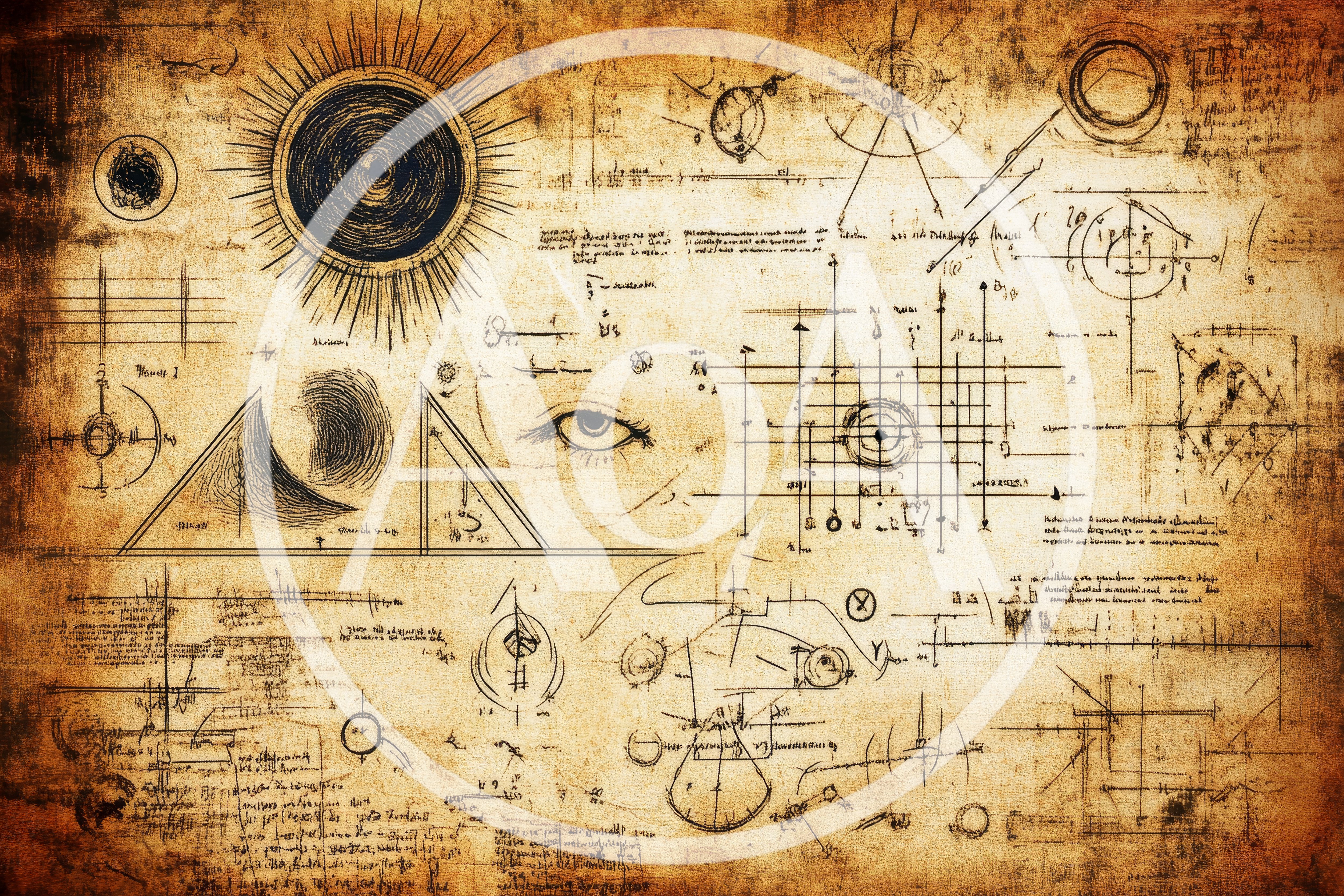 Vintage Da Vinci Style Scientific Sketch Illustration