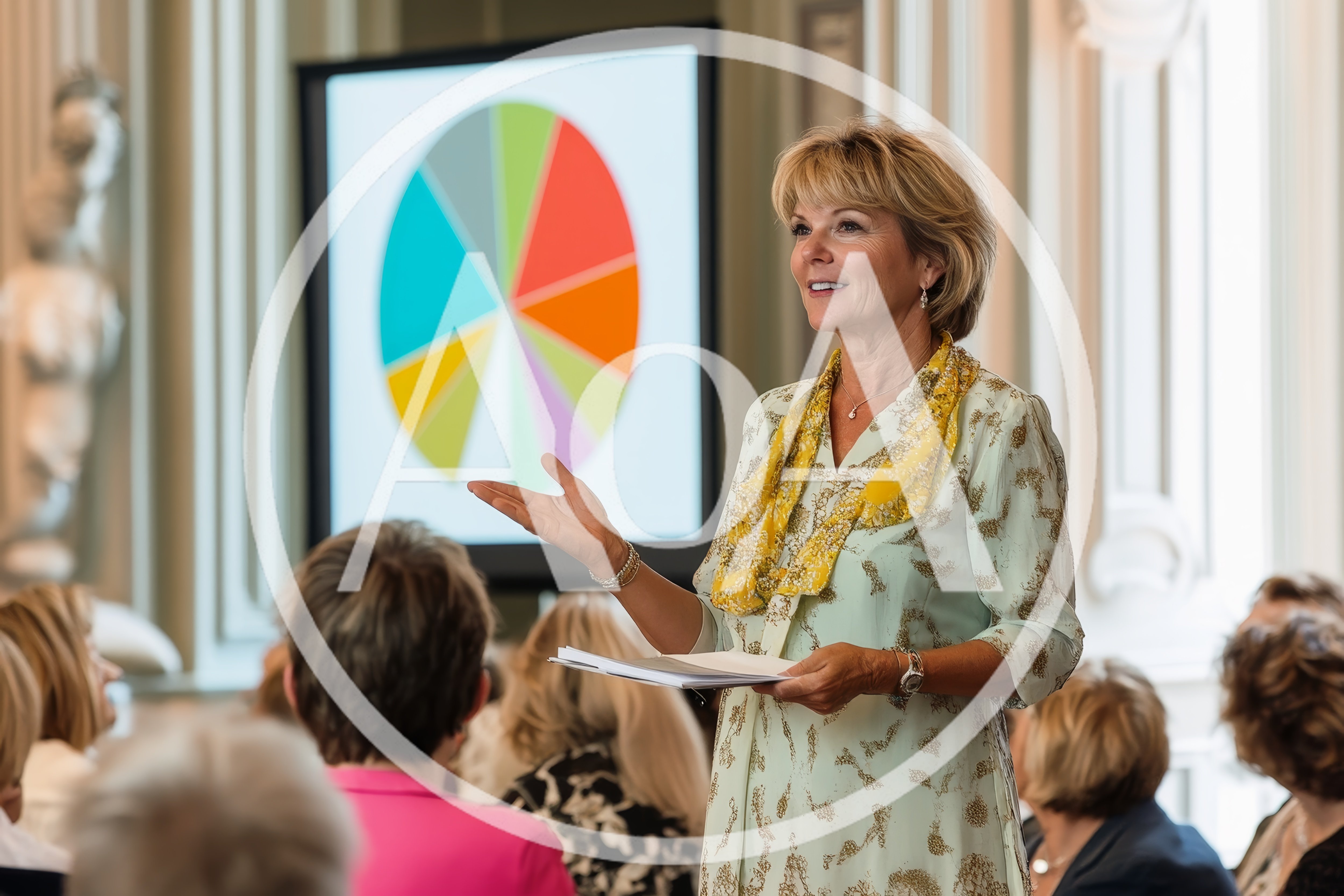 Mature Woman Giving A Presentation To An Audience
