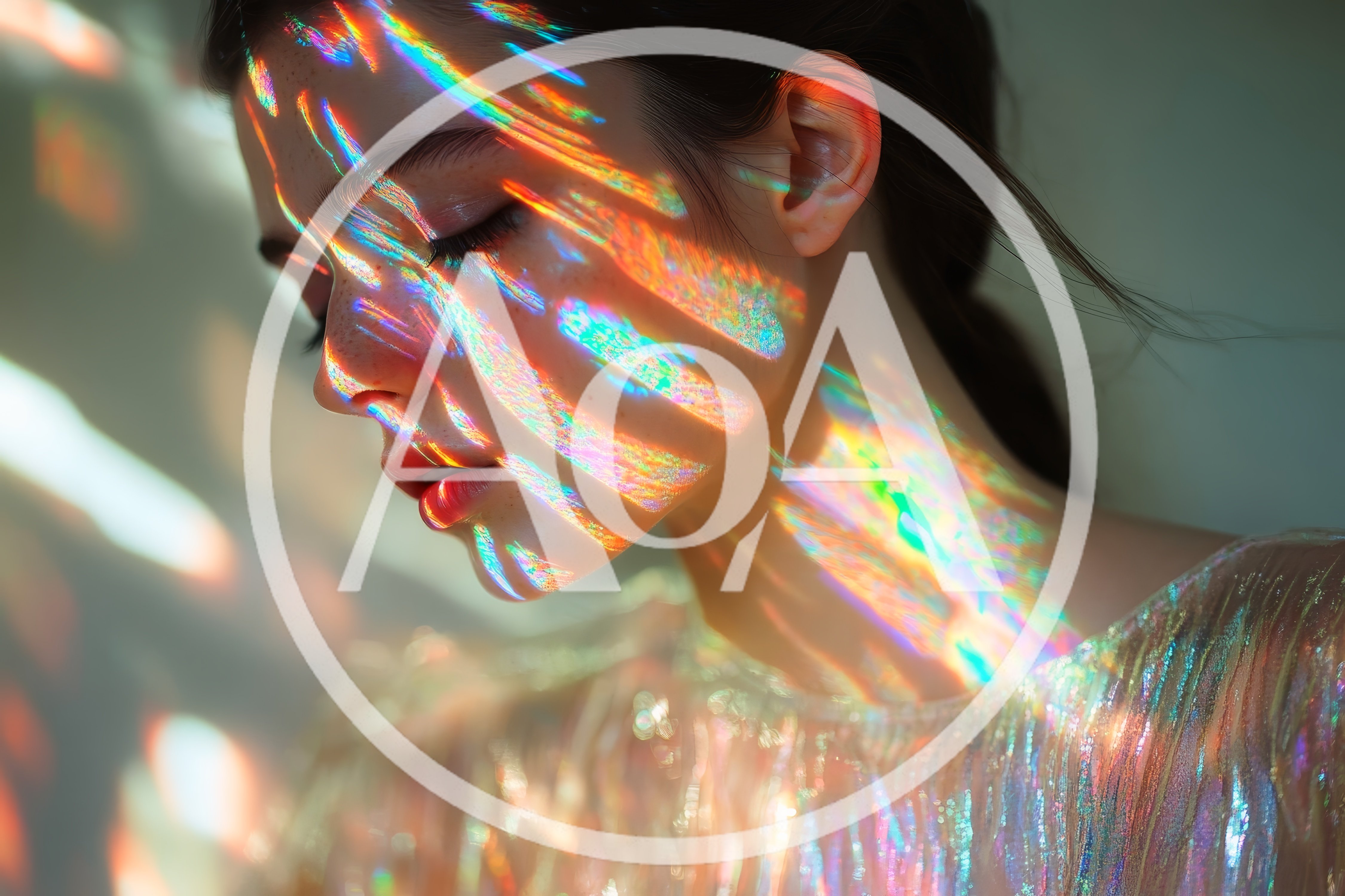 Portrait Of A Woman With Prismatic Light Reflections