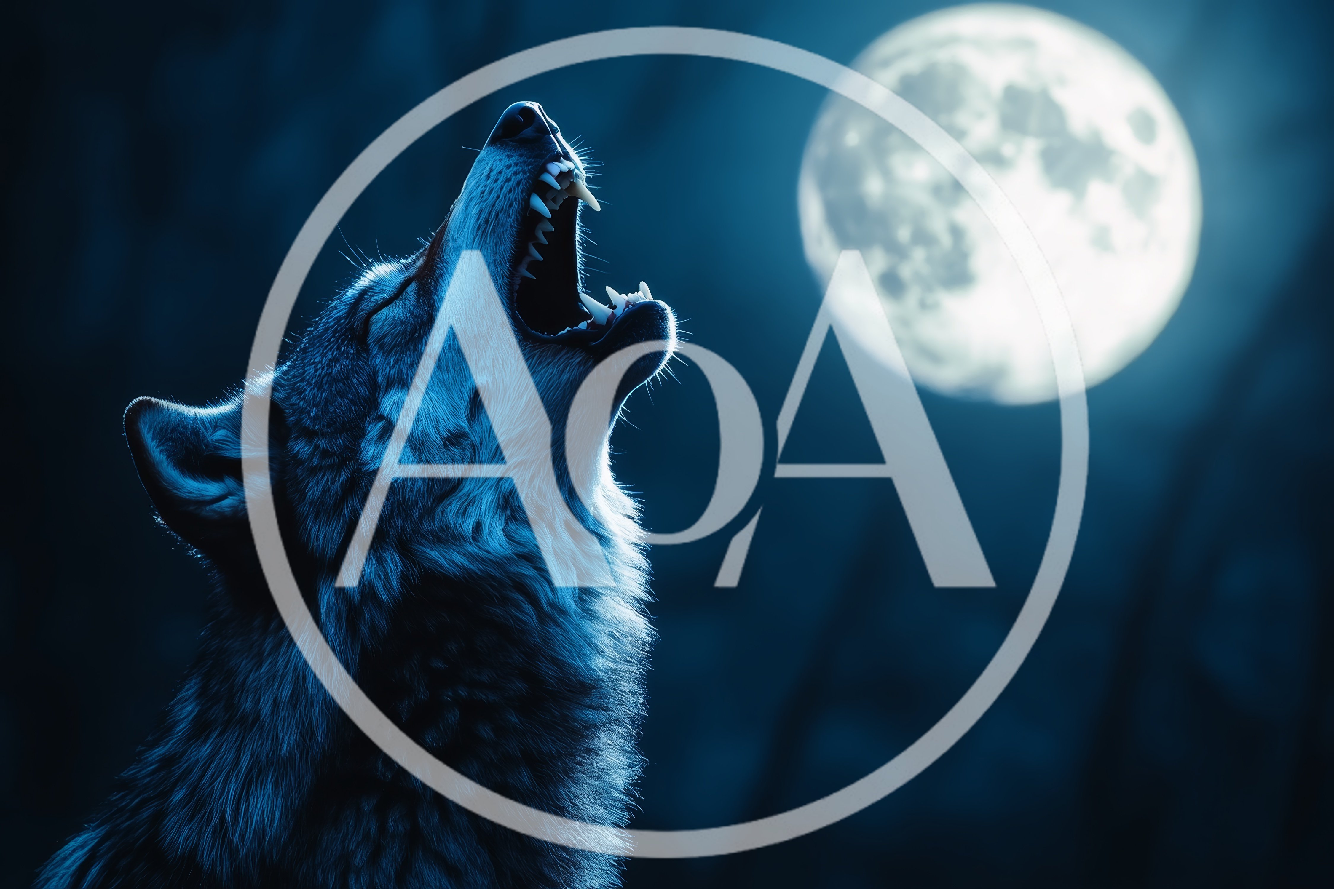 Gray Wolf Howling At The Full Moon