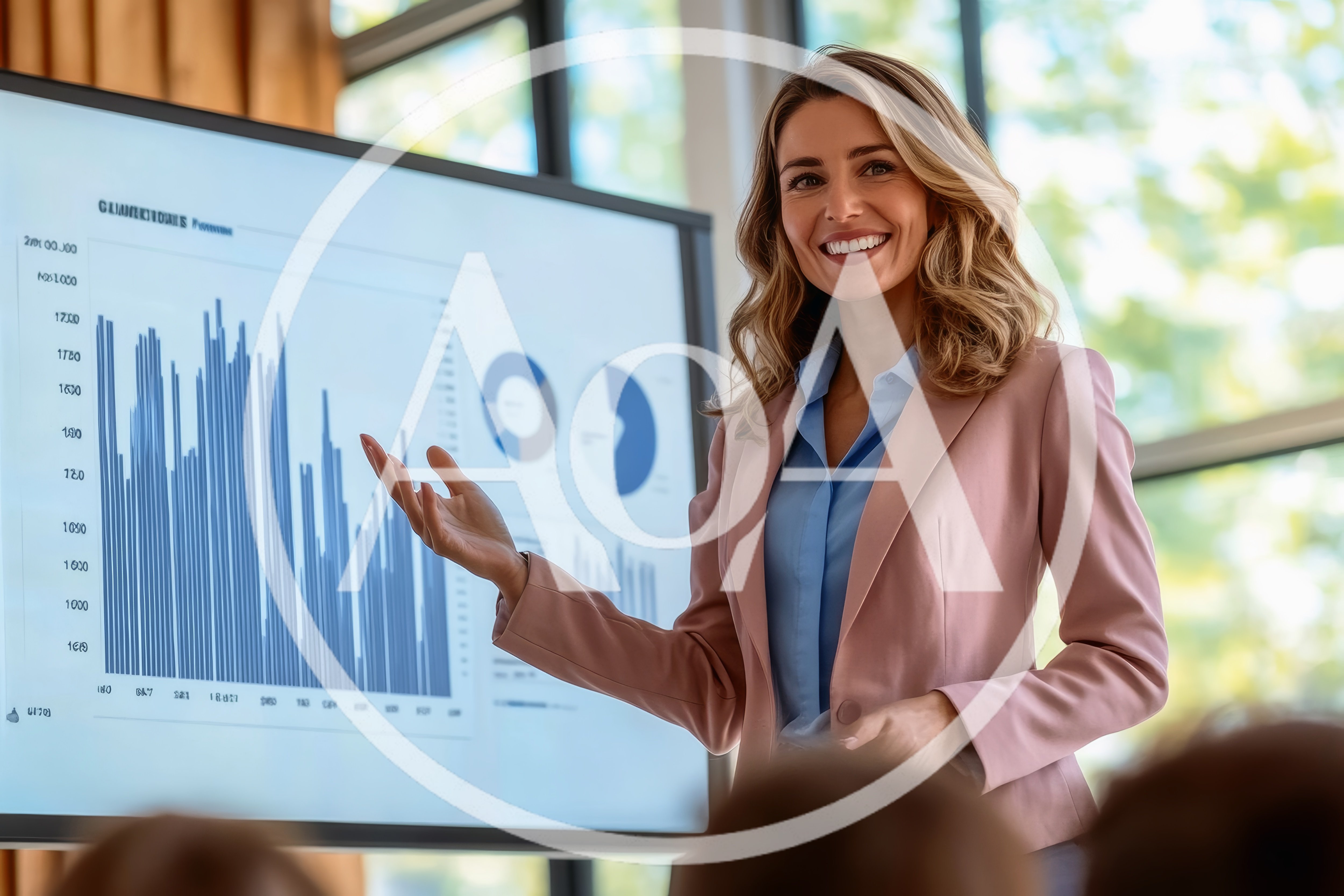 Professional Businesswoman Presenting Data Charts In A Meeting