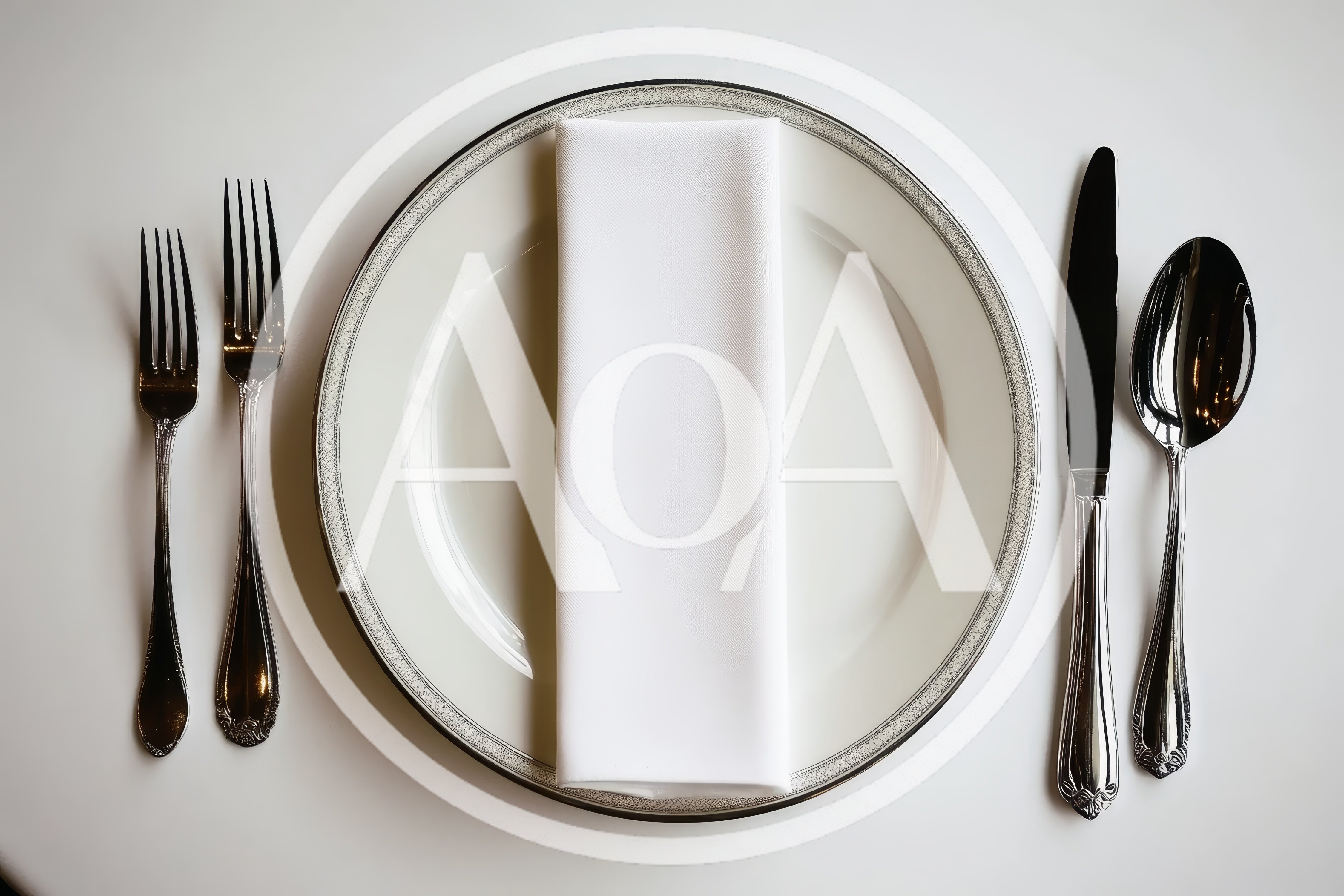Formal Table Setting With Silverware And Napkin