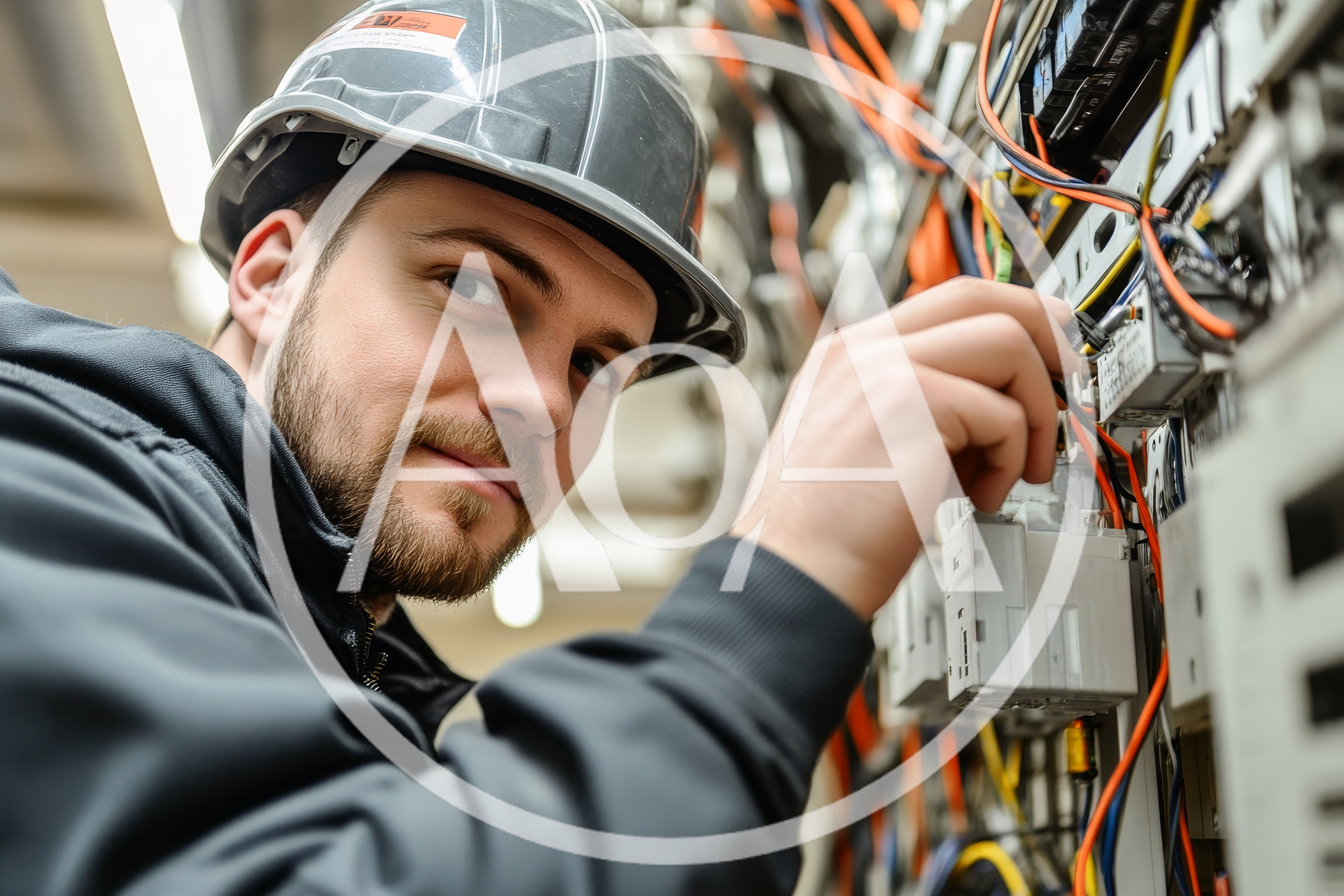 Electrician Working On Industrial Control Panel