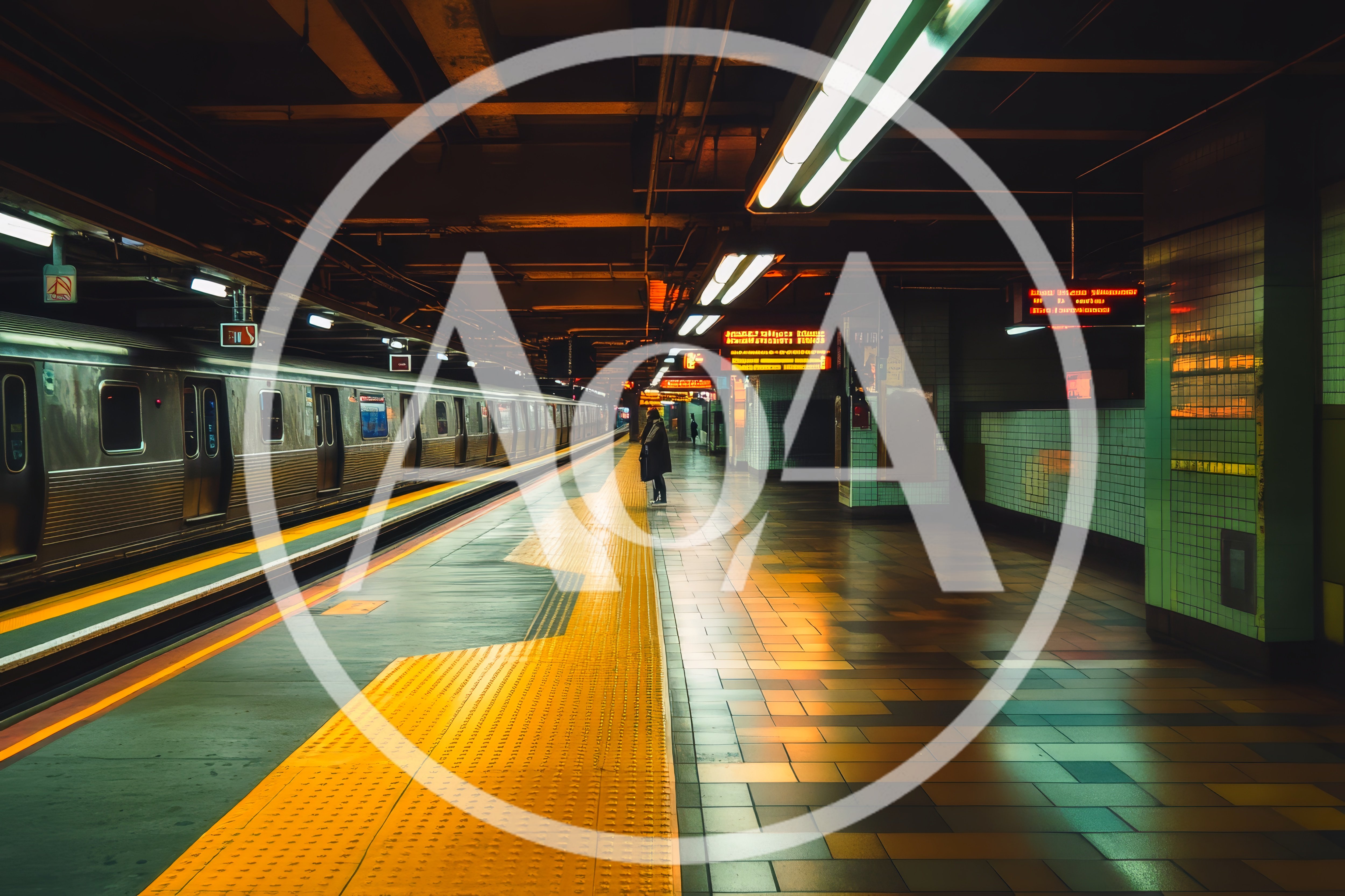 Lone Commuter Waiting On Subway Platform