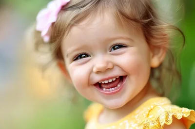 Close Up Portrait Of A Happy Toddler Girl