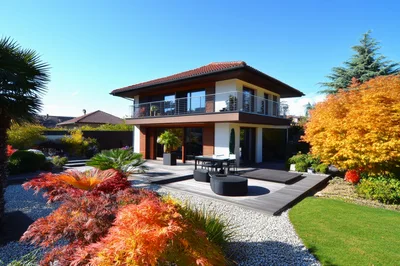 Modern Two Story House With Landscaped Garden