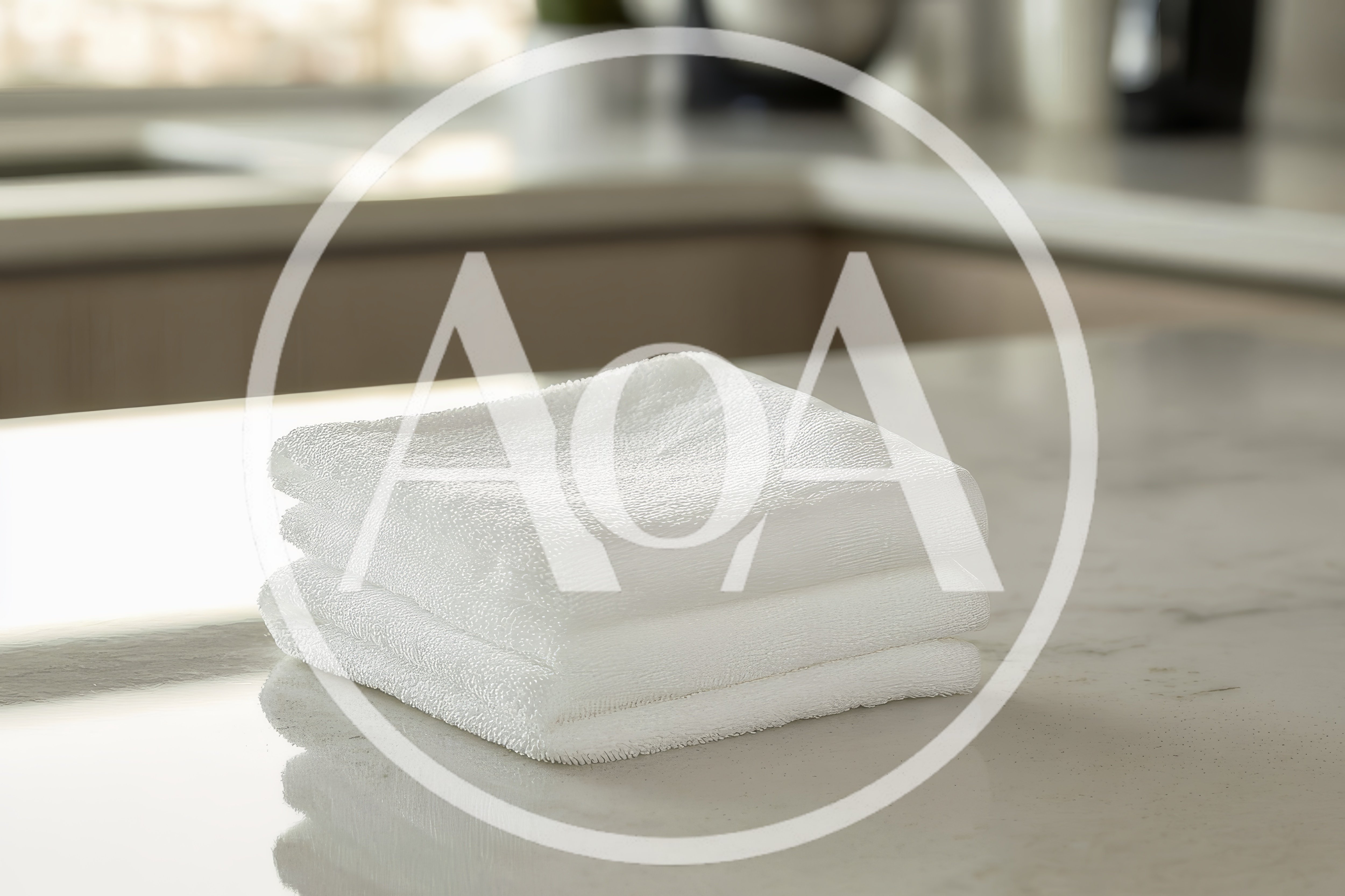 Stack Of Clean White Microfiber Cleaning Cloths