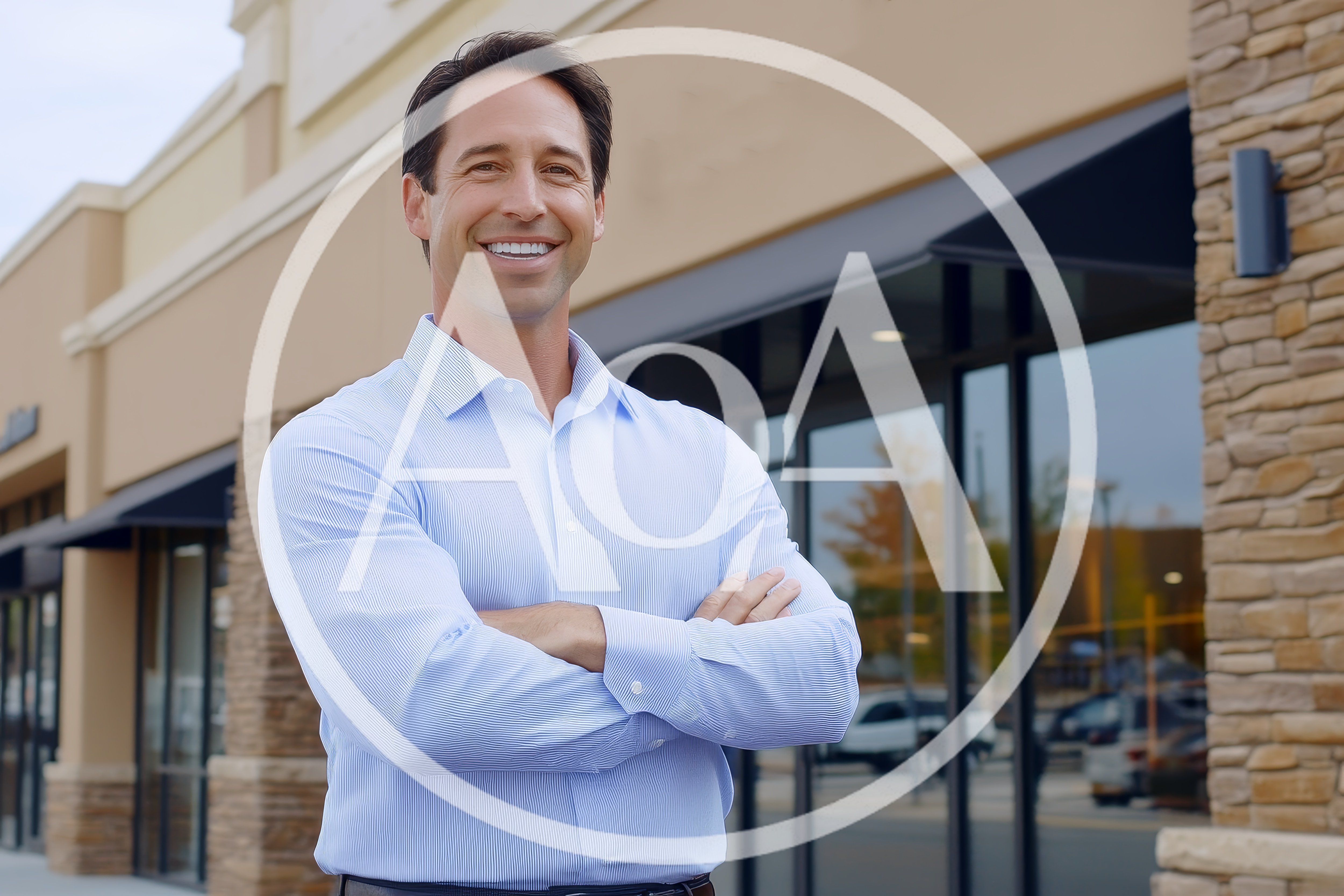 Confident Businessman Standing Outside Modern Commercial Building