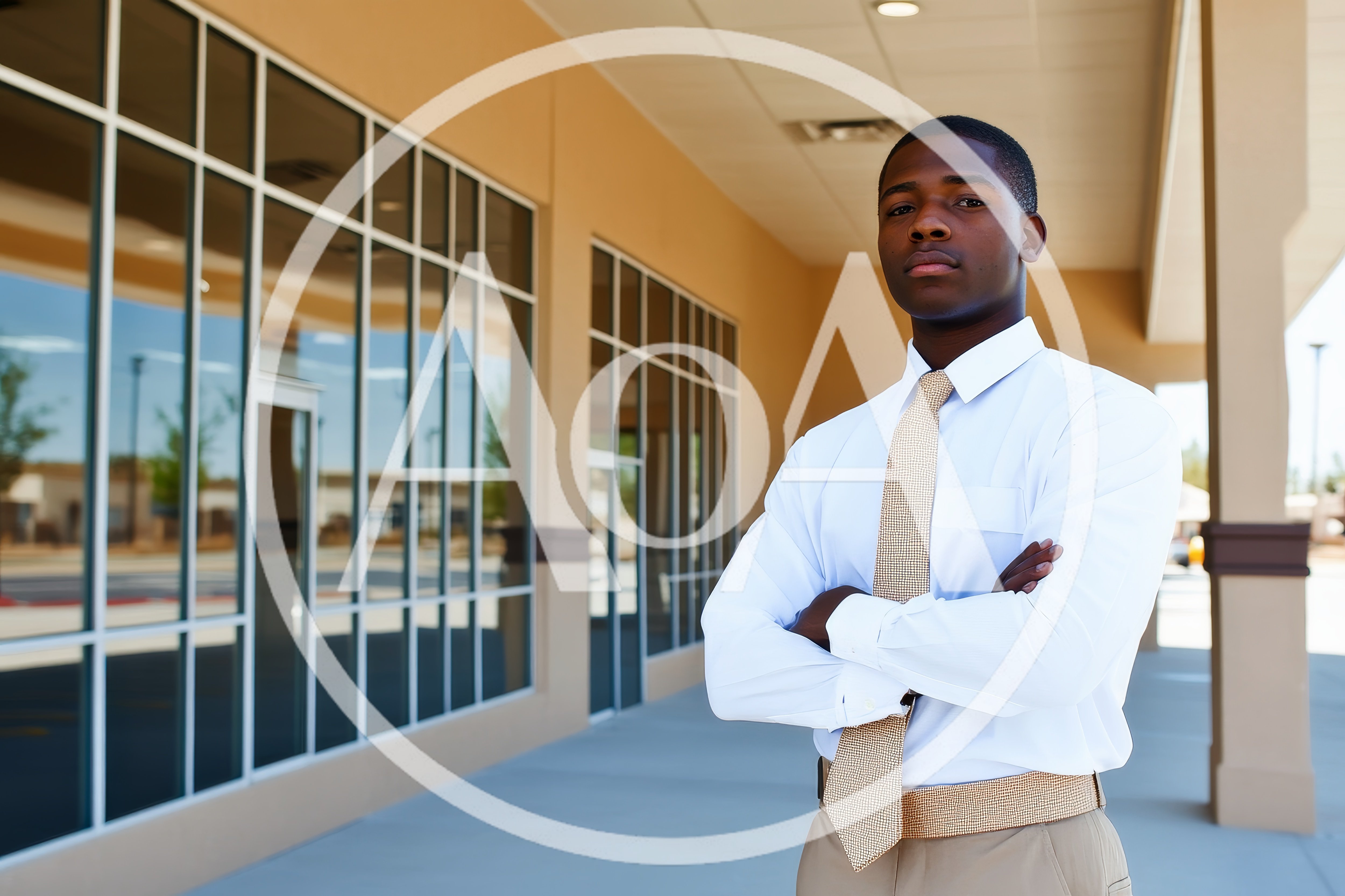 Confident Young African American Businessman Standing Outside Office