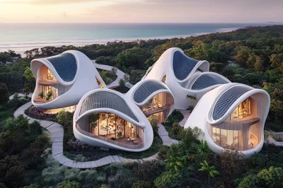 Futuristic Eco-Friendly Organic Architecture Resort Near Ocean