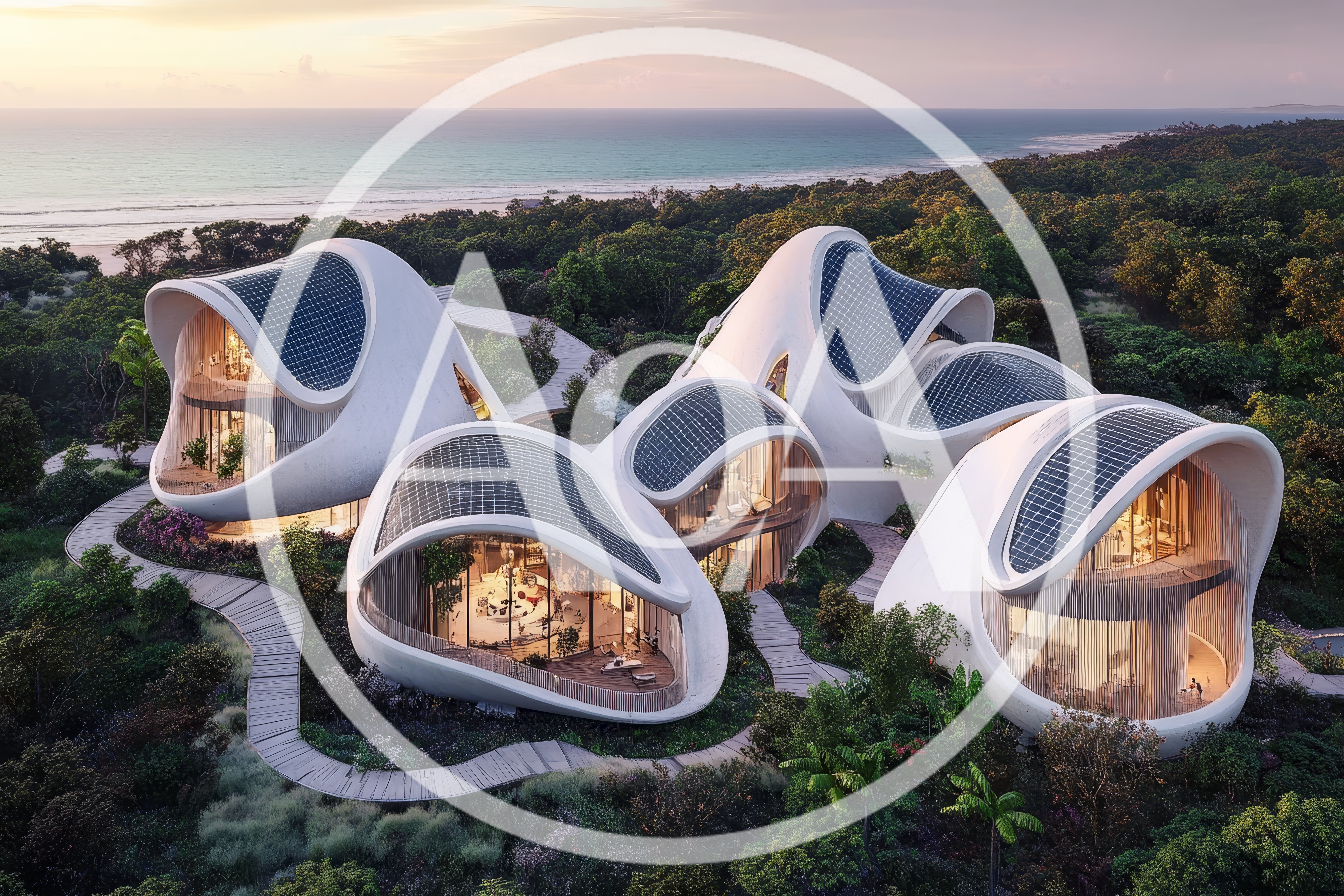 Futuristic Eco-Friendly Organic Architecture Resort Near Ocean