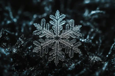 Macro Close Up Of A Single Intricate Snowflake