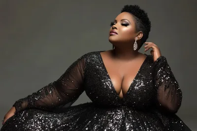 Elegant Plus Size Woman In Sequin Evening Gown