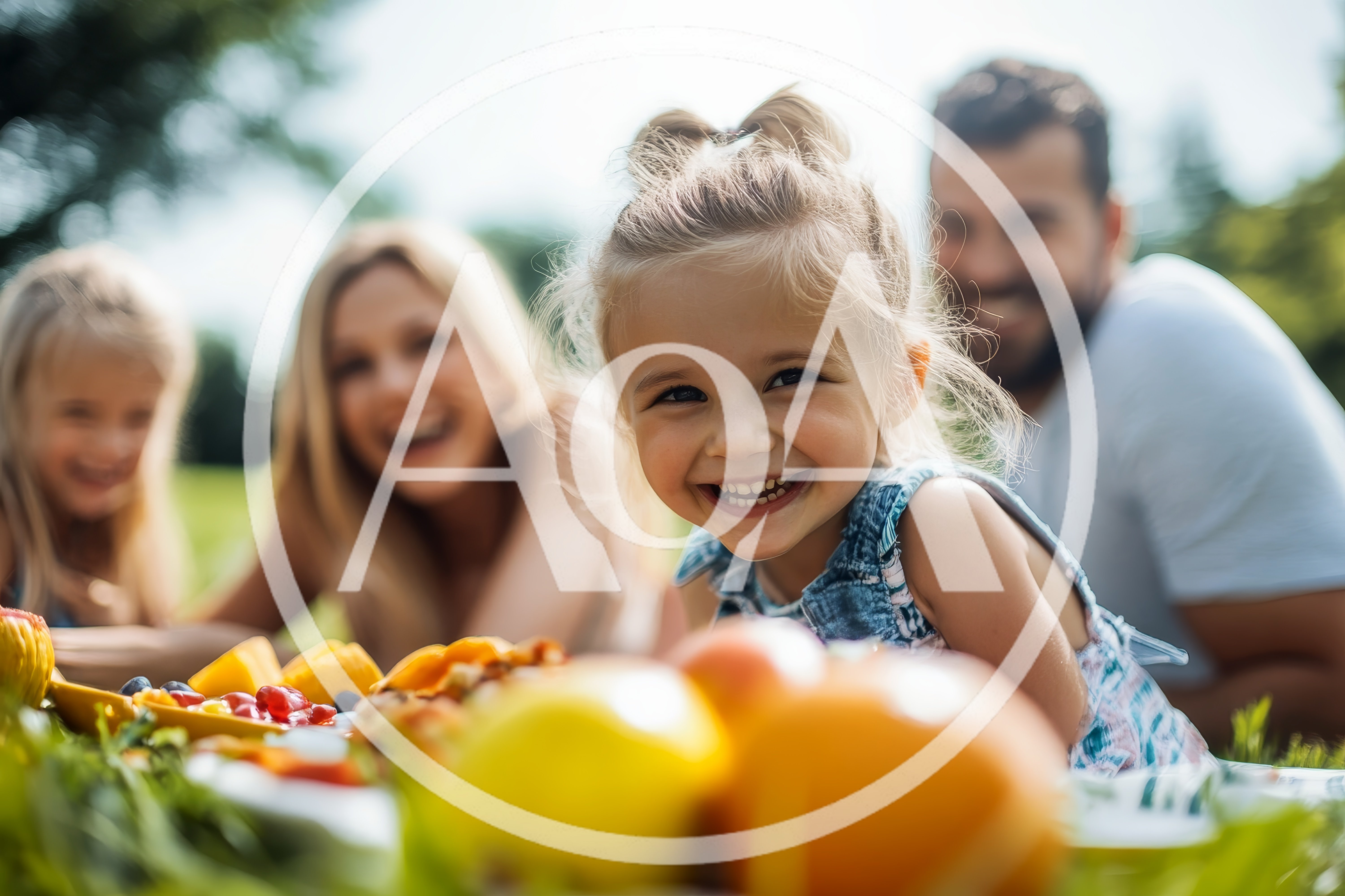 Happy Family Having A Picnic In The Park
