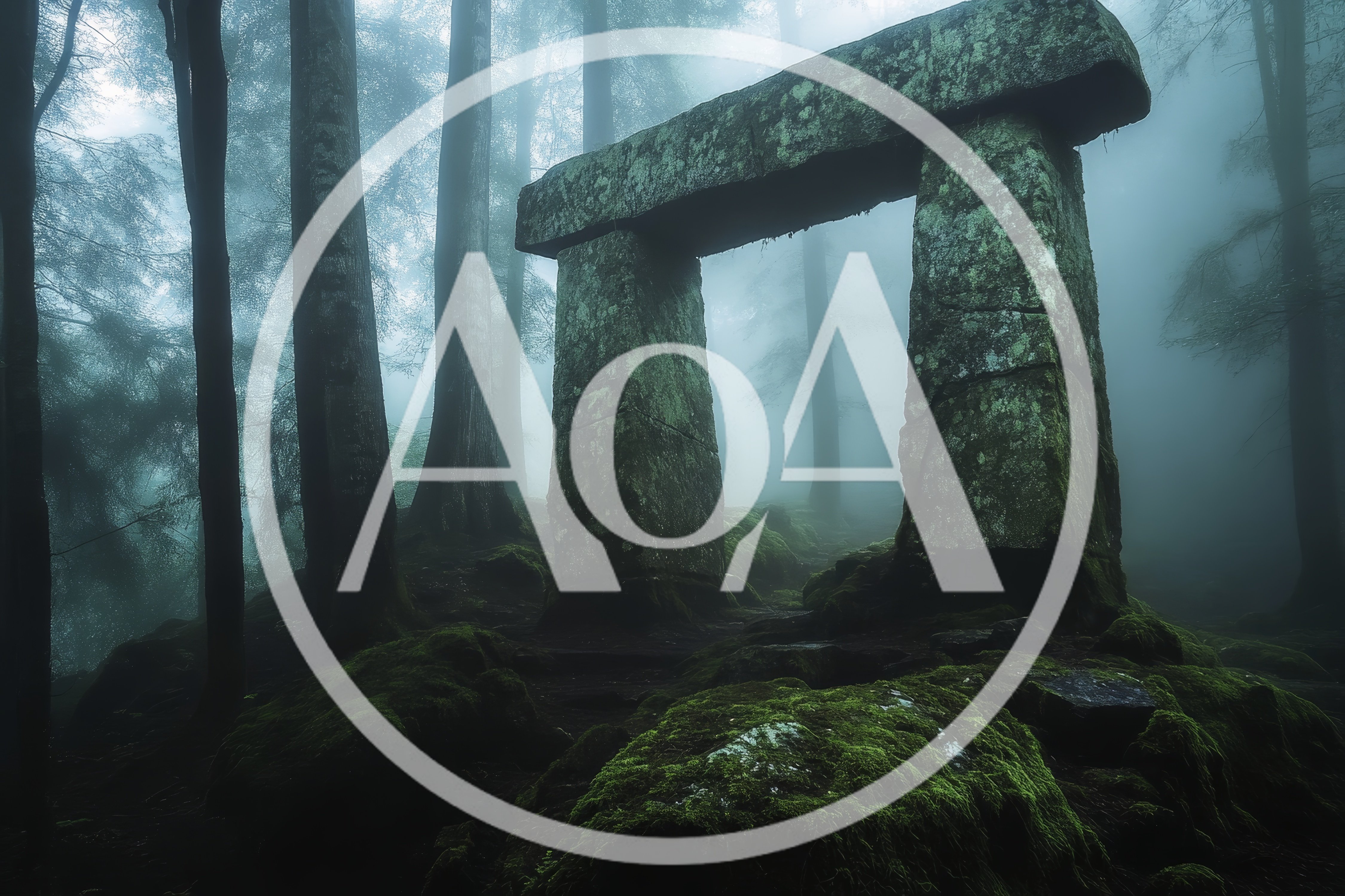Ancient Stone Archway In A Misty Forest
