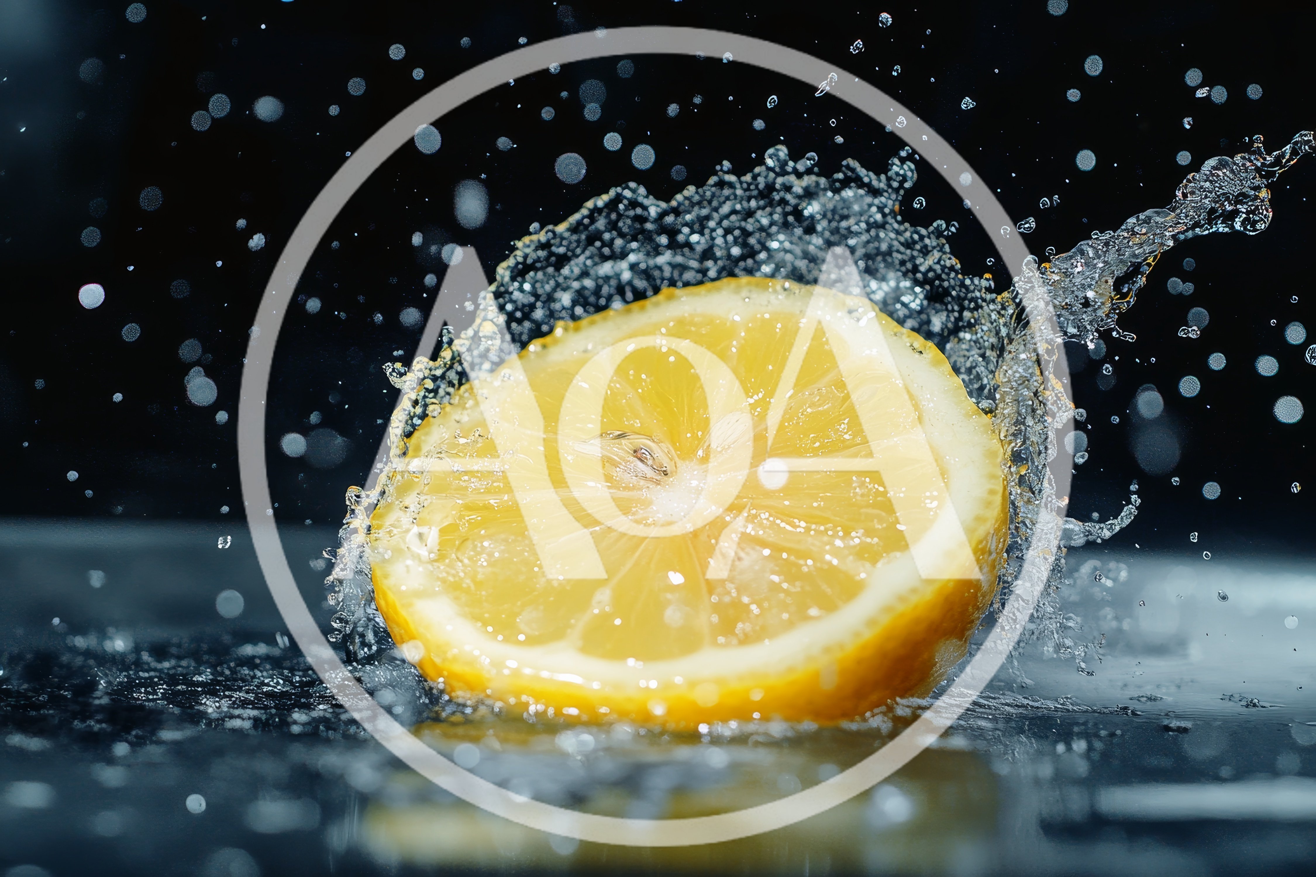 Fresh Lemon Slice Splashing In Water