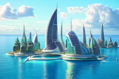 Futuristic Floating Cityscape With Modern Architectural Skyscrapers